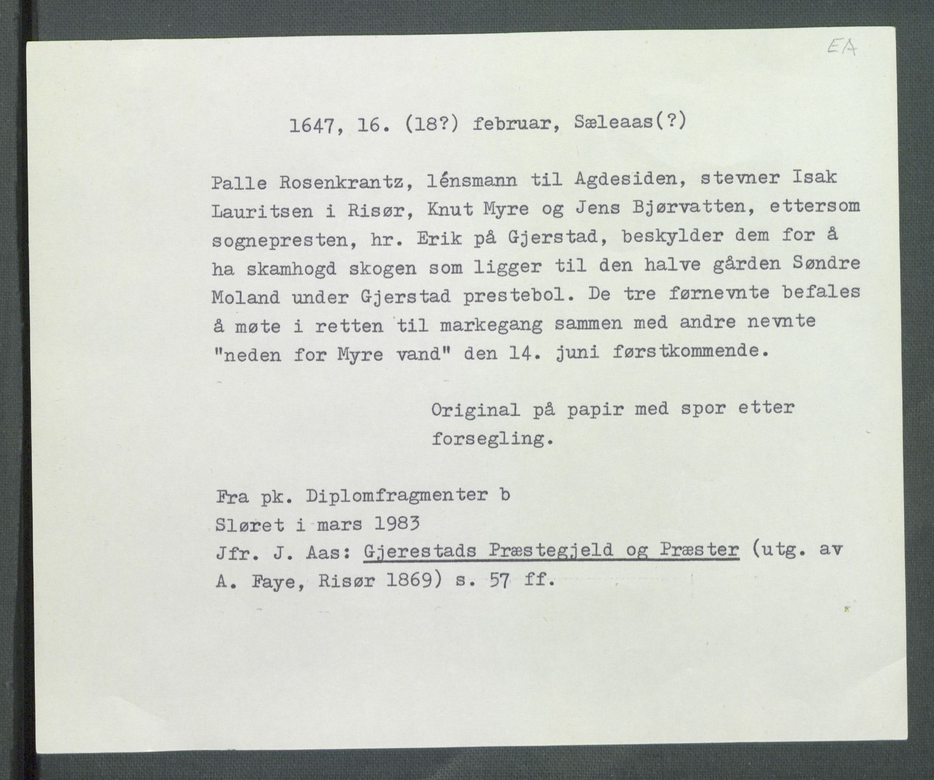 Riksarkivets diplomsamling, AV/RA-EA-5965/F02/L0160: Dokumenter, 1647, s. 8
