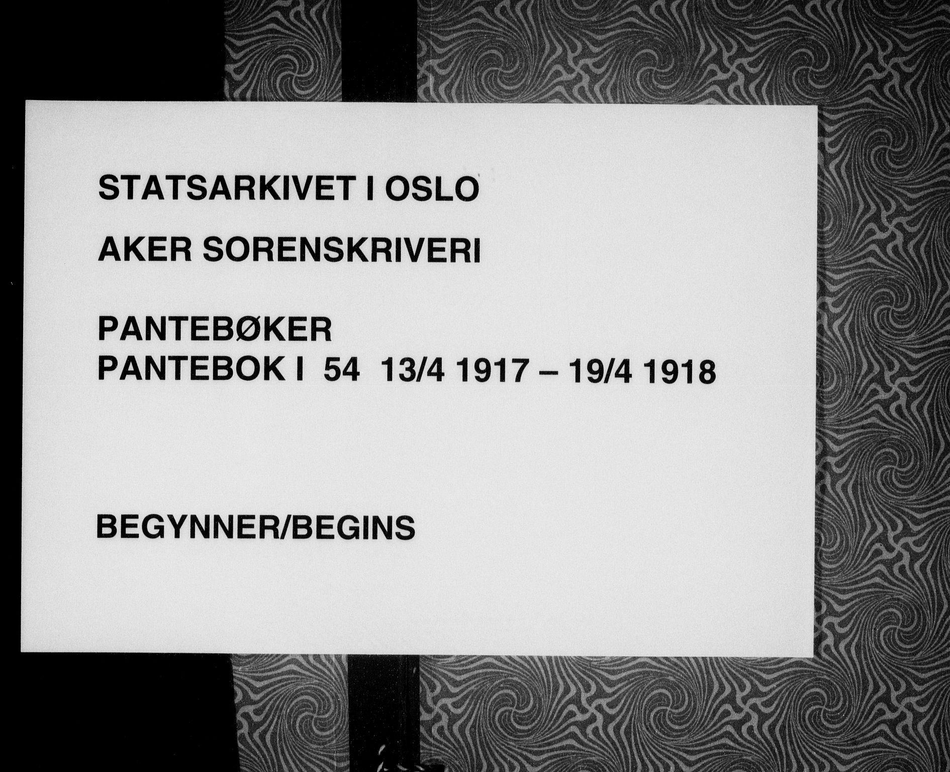 Aker sorenskriveri, SAO/A-10895/G/Gb/Gba/L0054: Pantebok nr. I 54, 1917-1918