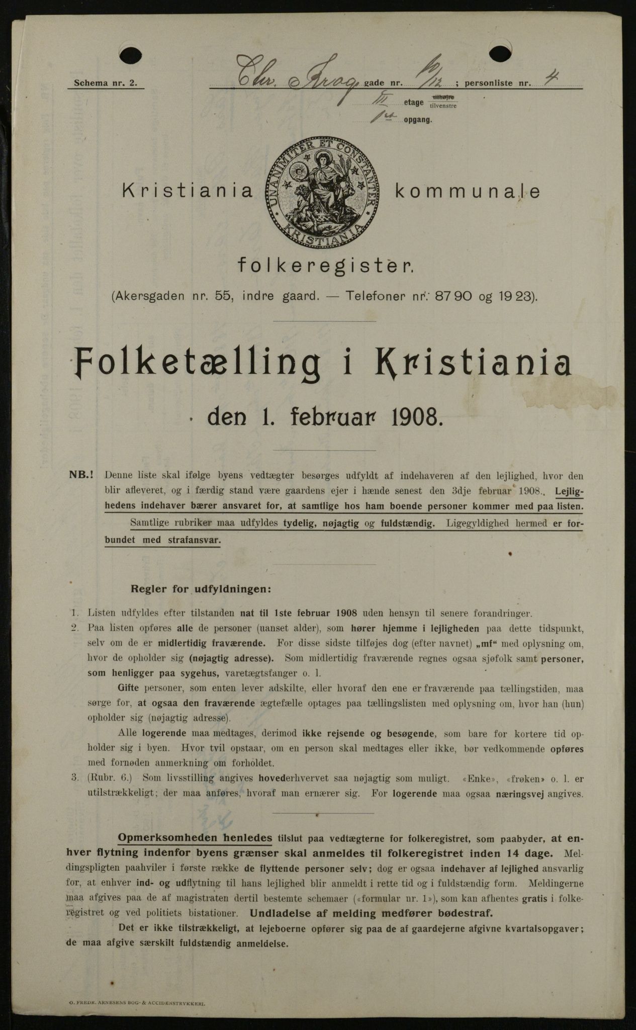 OBA, Kommunal folketelling 1.2.1908 for Kristiania kjøpstad, 1908, s. 11103