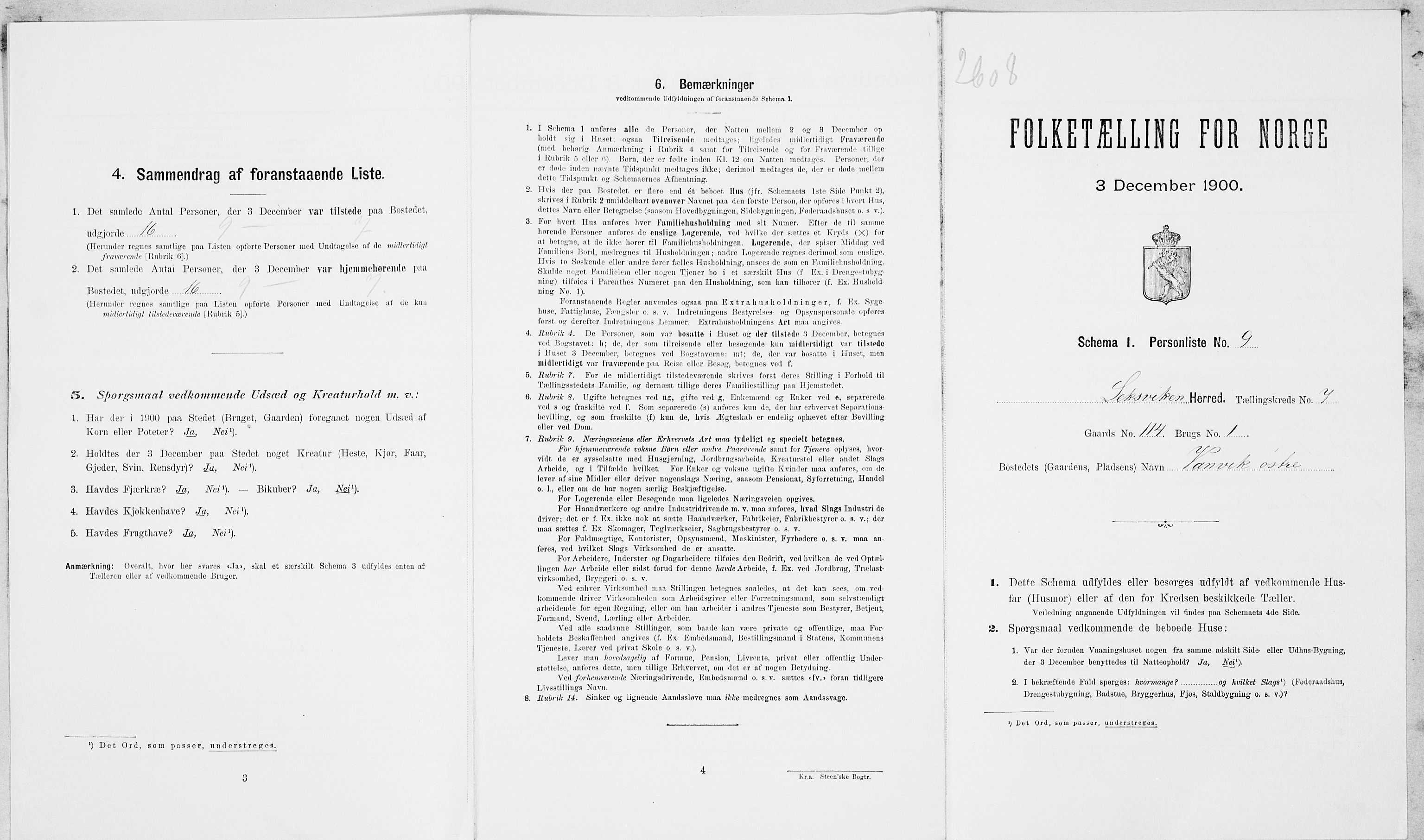 SAT, Folketelling 1900 for 1718 Leksvik herred, 1900, s. 847