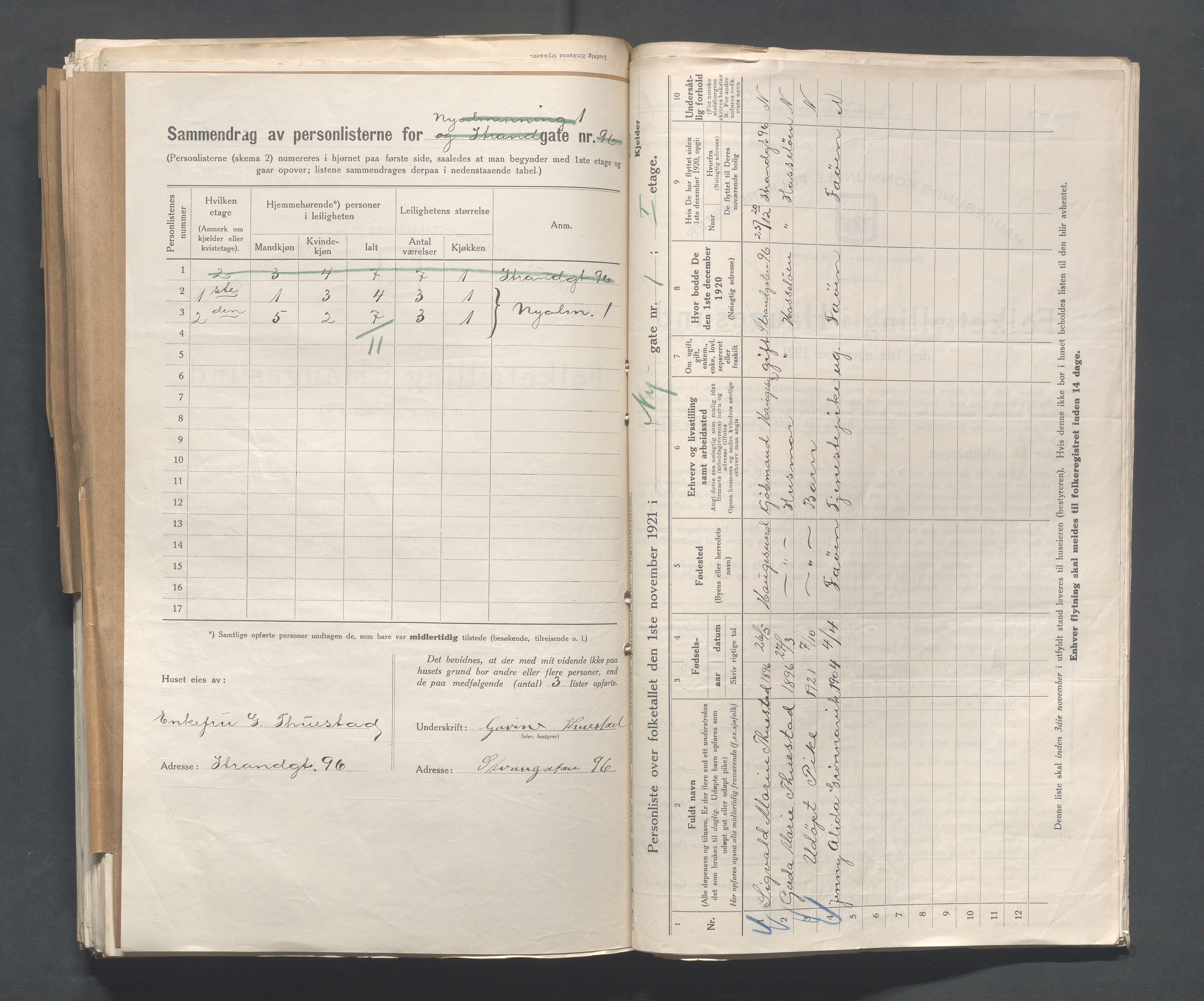 IKAR, Kommunal folketelling 1.11.1921 for Haugesund, 1921, s. 3166