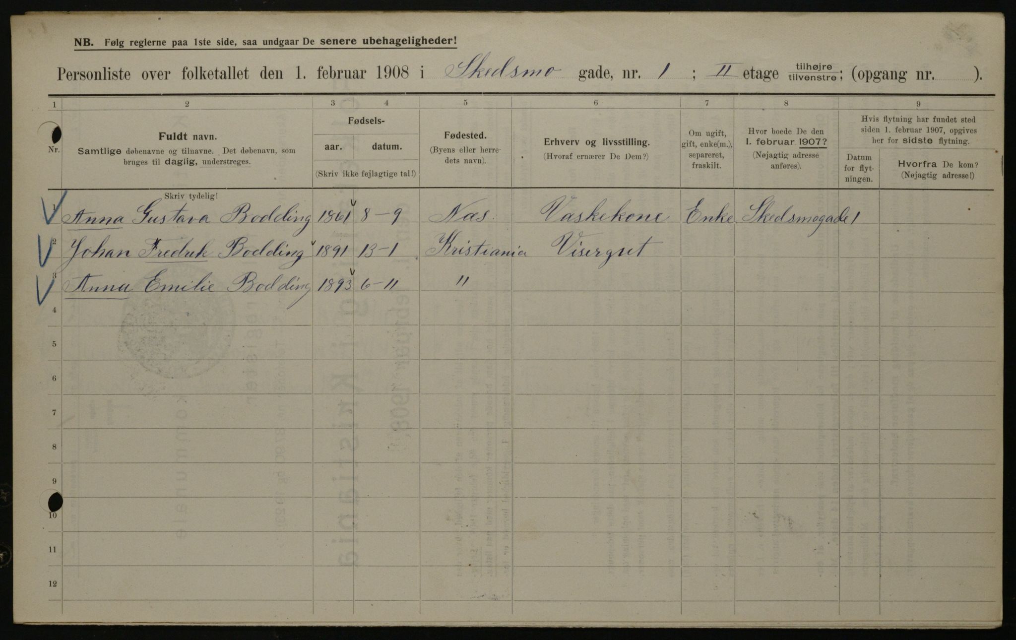 OBA, Kommunal folketelling 1.2.1908 for Kristiania kjøpstad, 1908, s. 85754