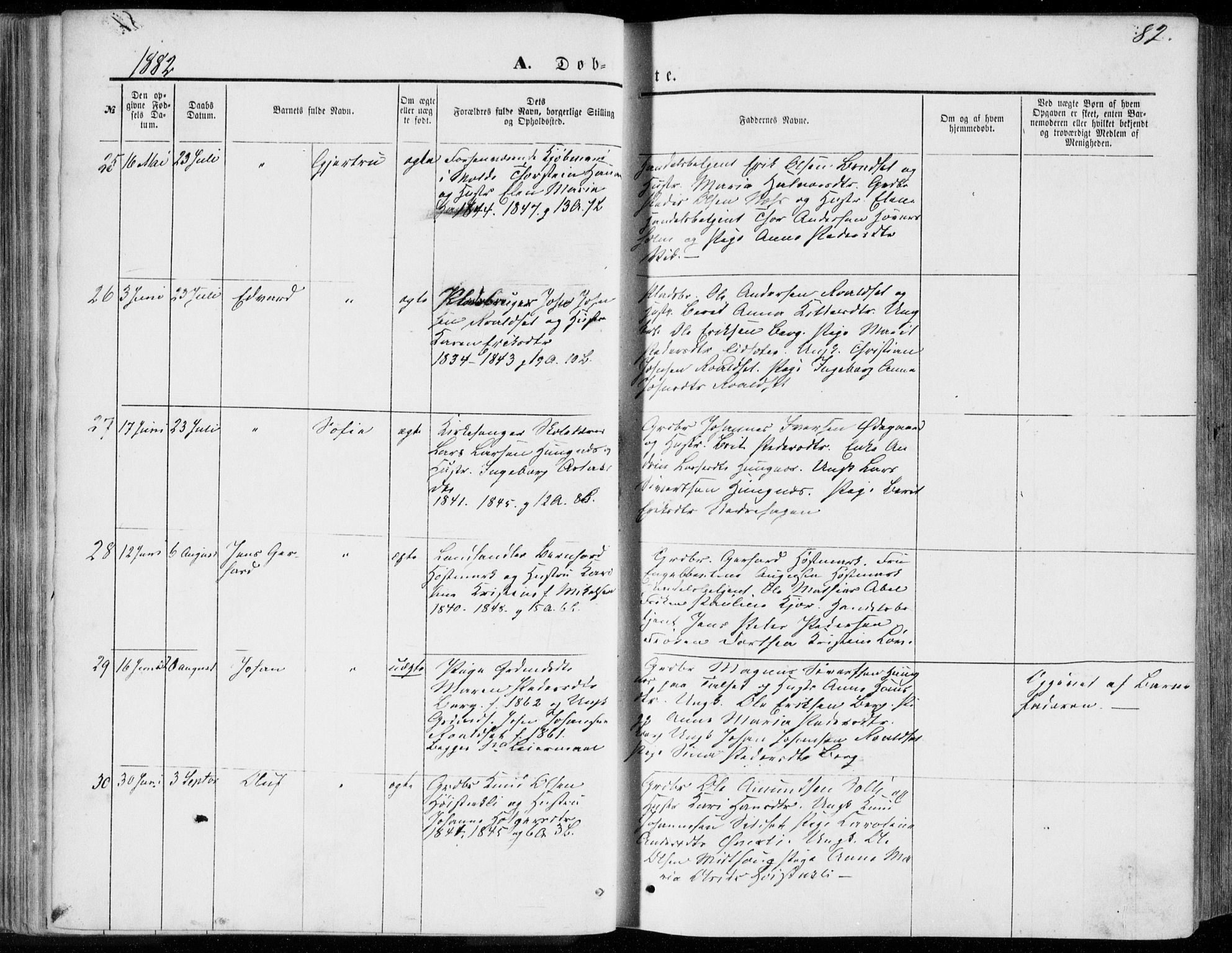 Ministerialprotokoller, klokkerbøker og fødselsregistre - Møre og Romsdal, SAT/A-1454/557/L0681: Ministerialbok nr. 557A03, 1869-1886, s. 82