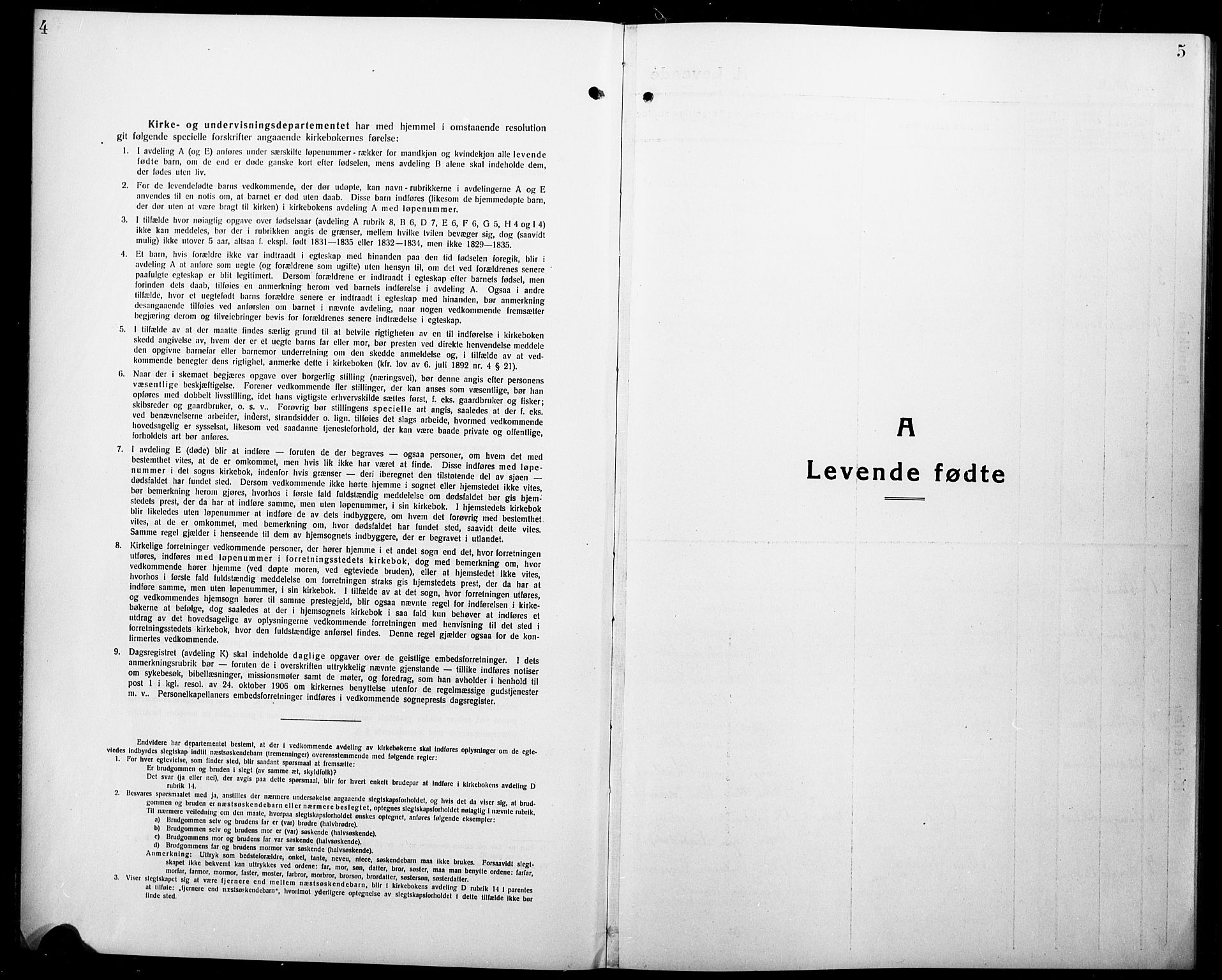 Nord-Audnedal sokneprestkontor, SAK/1111-0032/F/Fb/Fbb/L0005: Klokkerbok nr. B 5, 1918-1929, s. 4-5