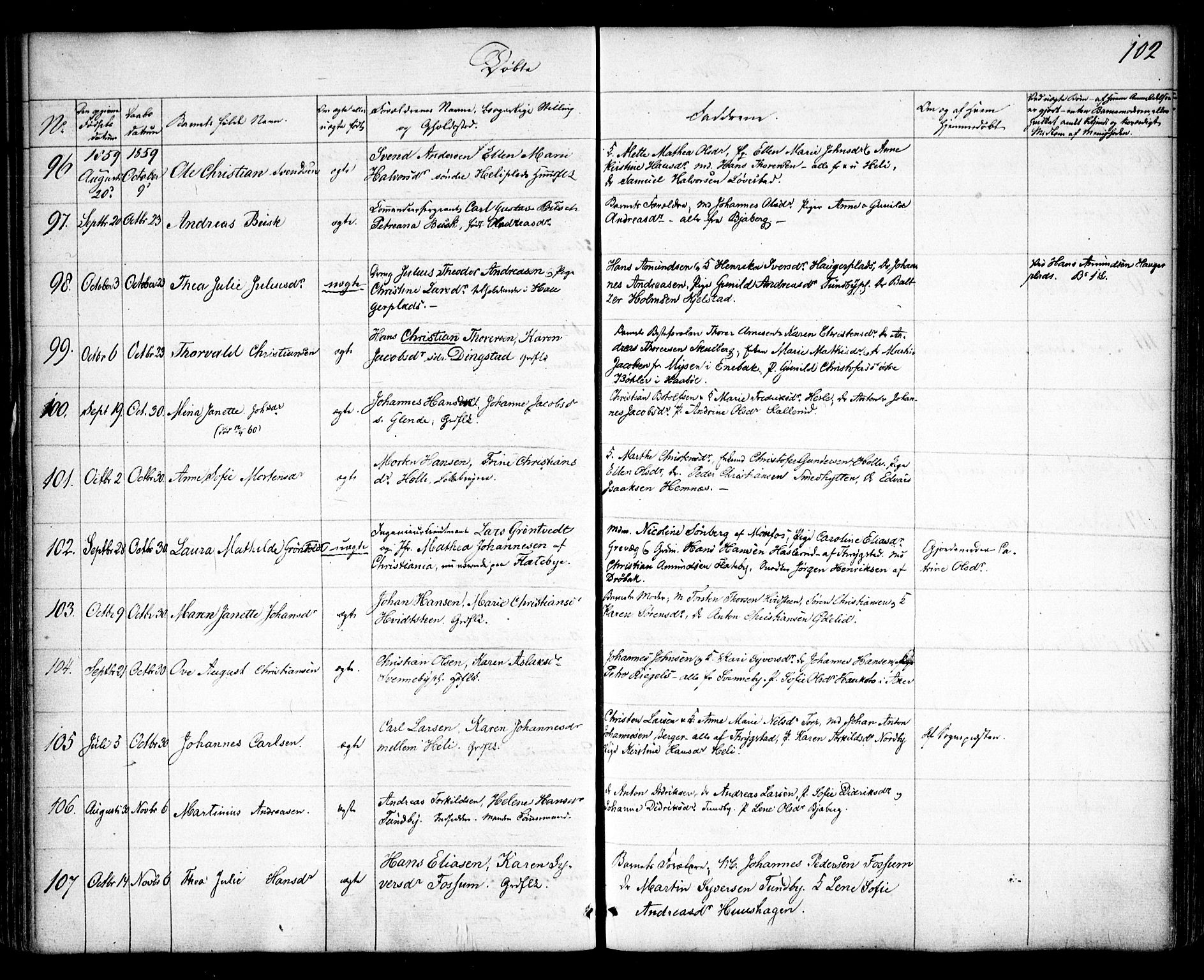 Spydeberg prestekontor Kirkebøker, AV/SAO-A-10924/F/Fa/L0005: Ministerialbok nr. I 5, 1842-1862, s. 102