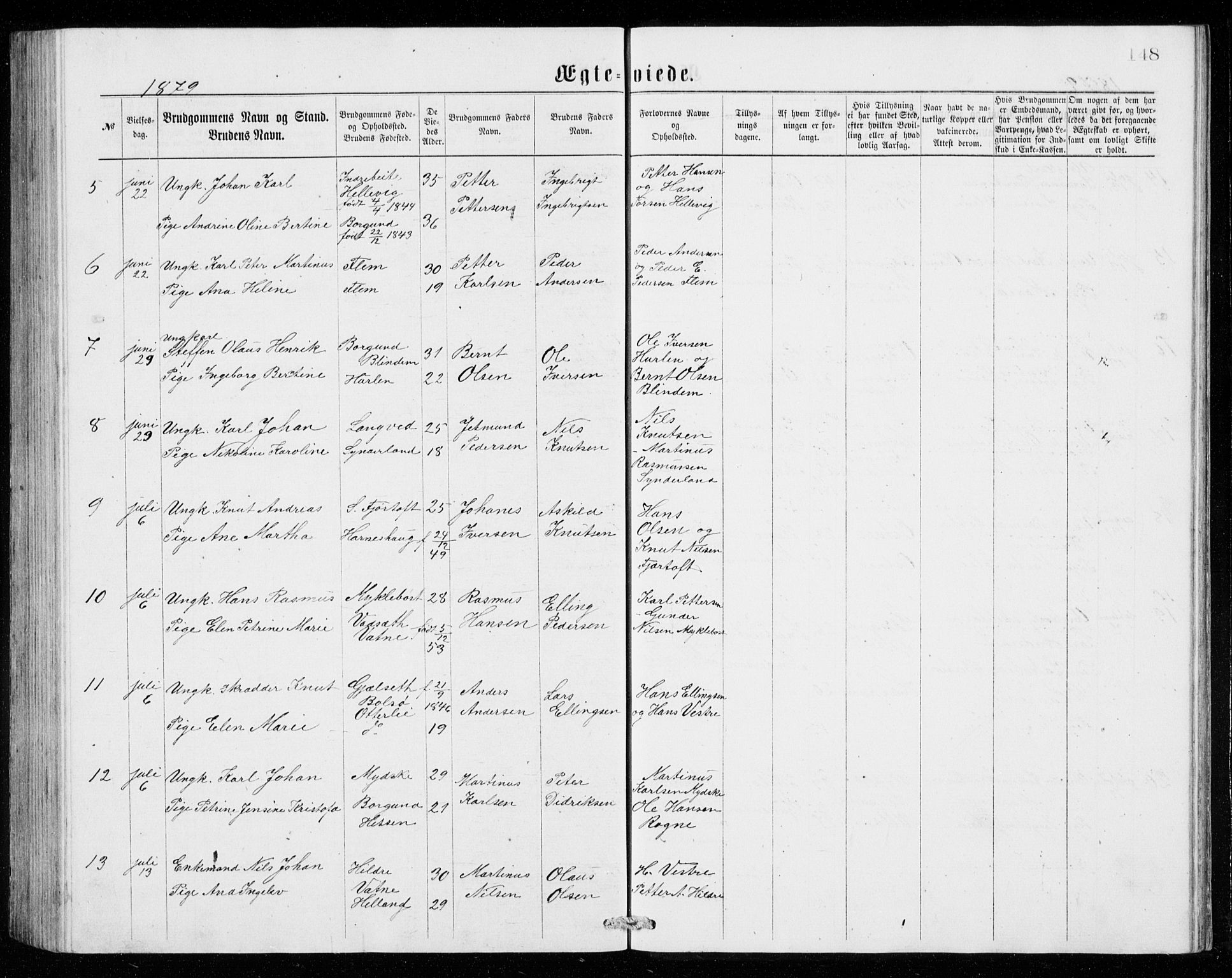 Ministerialprotokoller, klokkerbøker og fødselsregistre - Møre og Romsdal, AV/SAT-A-1454/536/L0509: Klokkerbok nr. 536C04, 1871-1881, s. 148