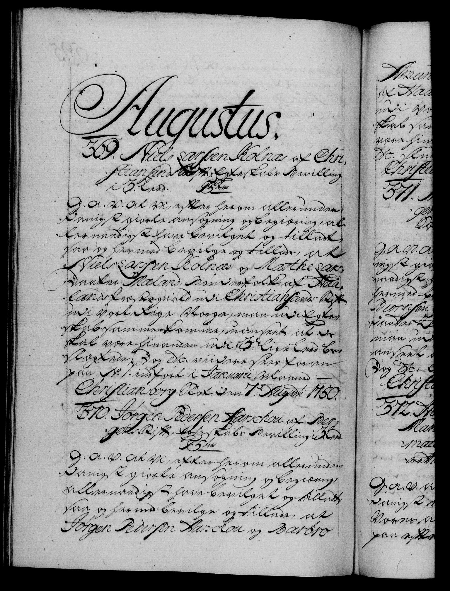 Danske Kanselli 1572-1799, RA/EA-3023/F/Fc/Fca/Fcaa/L0036: Norske registre, 1749-1750, s. 595b