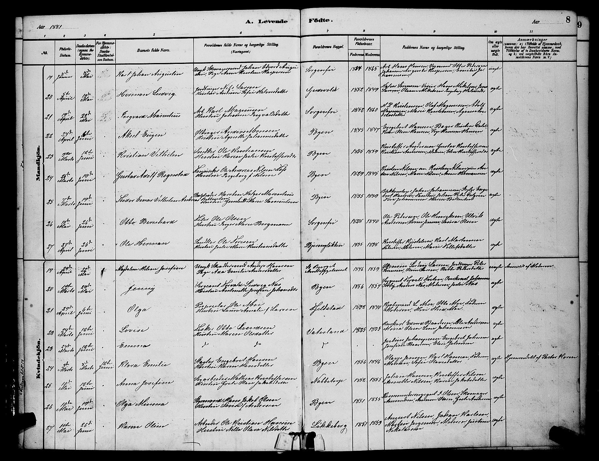 Østre Fredrikstad prestekontor Kirkebøker, AV/SAO-A-10907/G/Ga/L0001: Klokkerbok nr. 1, 1880-1899, s. 8