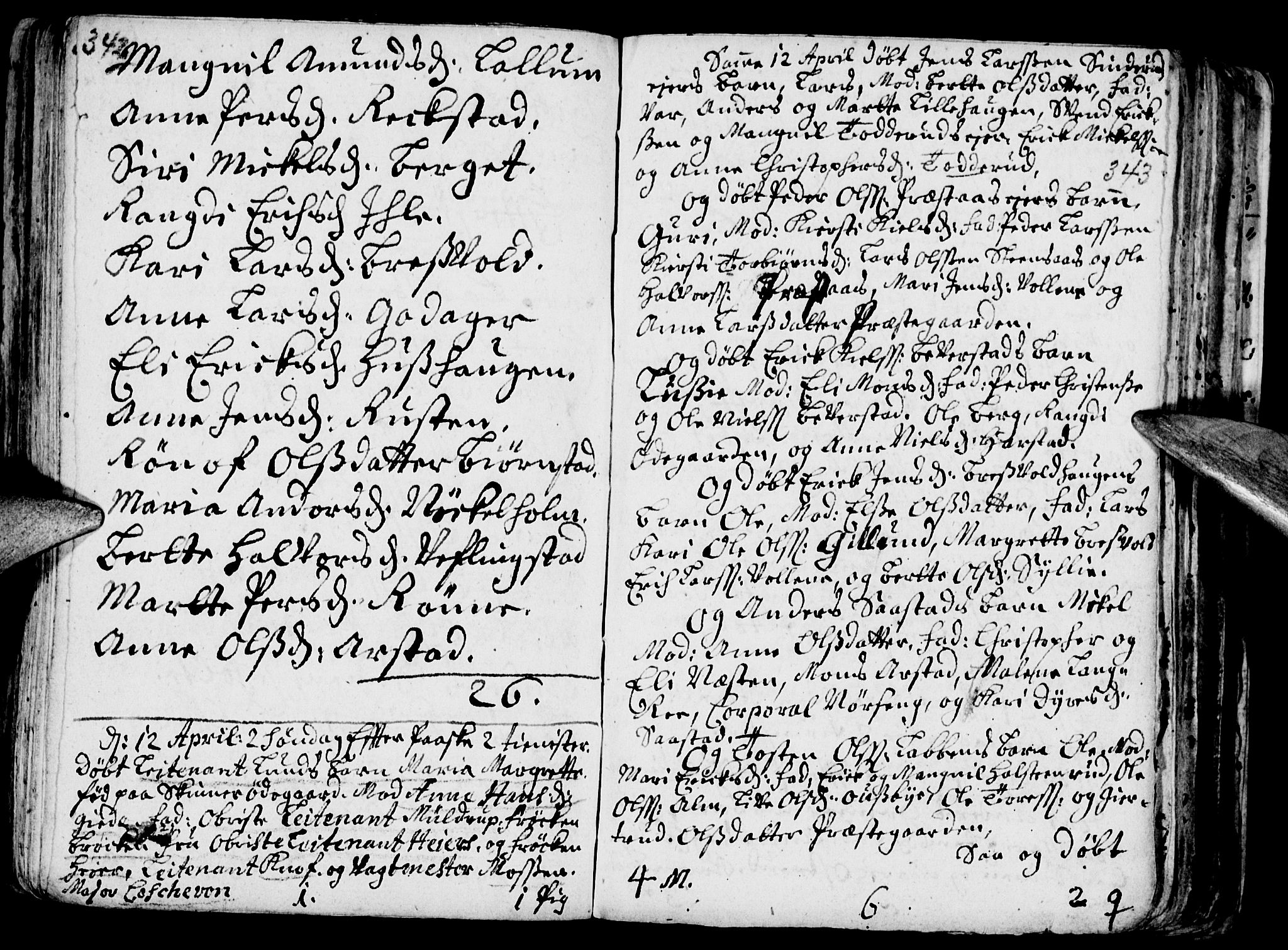 Stange prestekontor, AV/SAH-PREST-002/K/L0002: Ministerialbok nr. 2, 1724-1740, s. 342-343