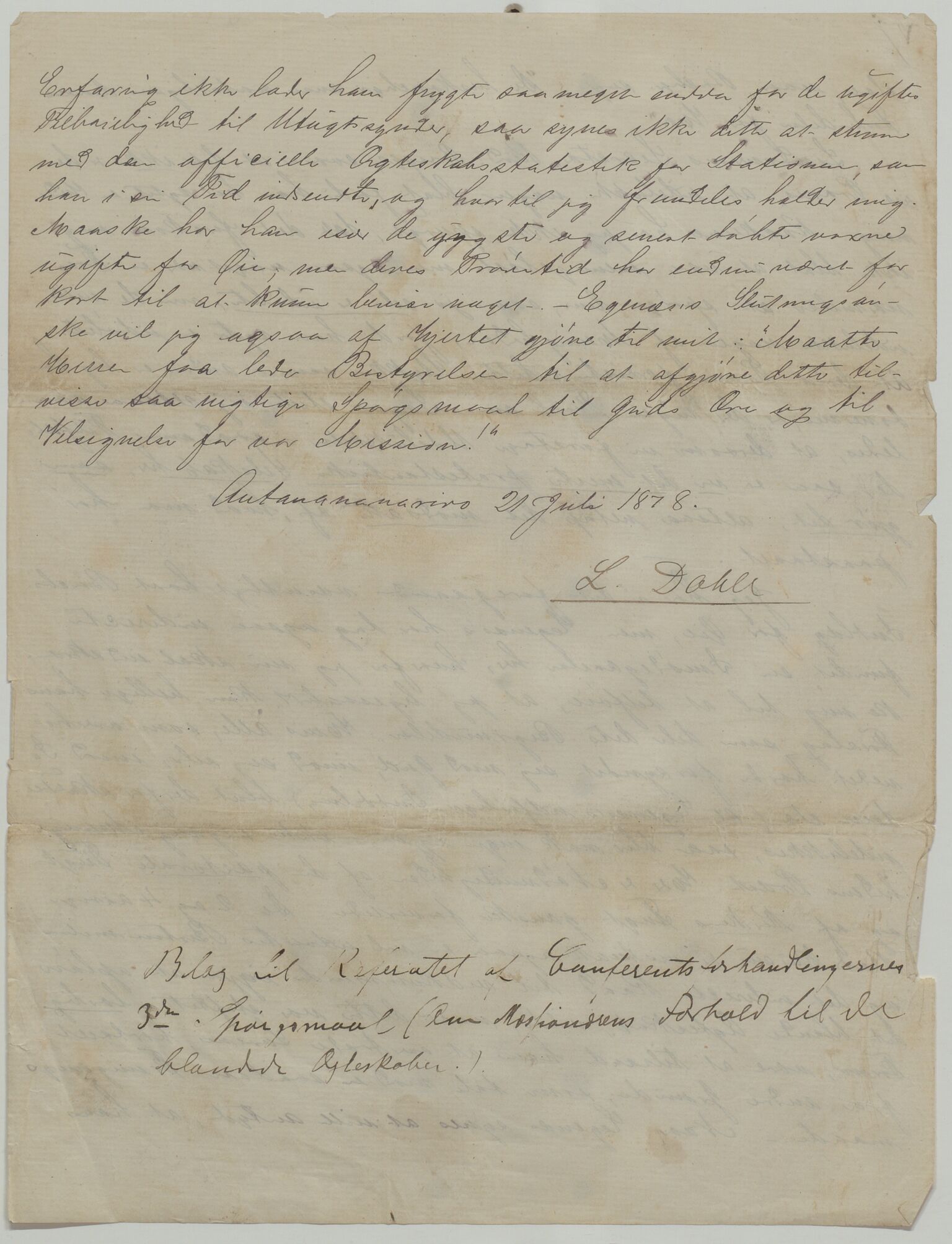 Det Norske Misjonsselskap - hovedadministrasjonen, VID/MA-A-1045/D/Da/Daa/L0035/0005: Konferansereferat og årsberetninger / Konferansereferat fra Madagaskar Innland., 1878