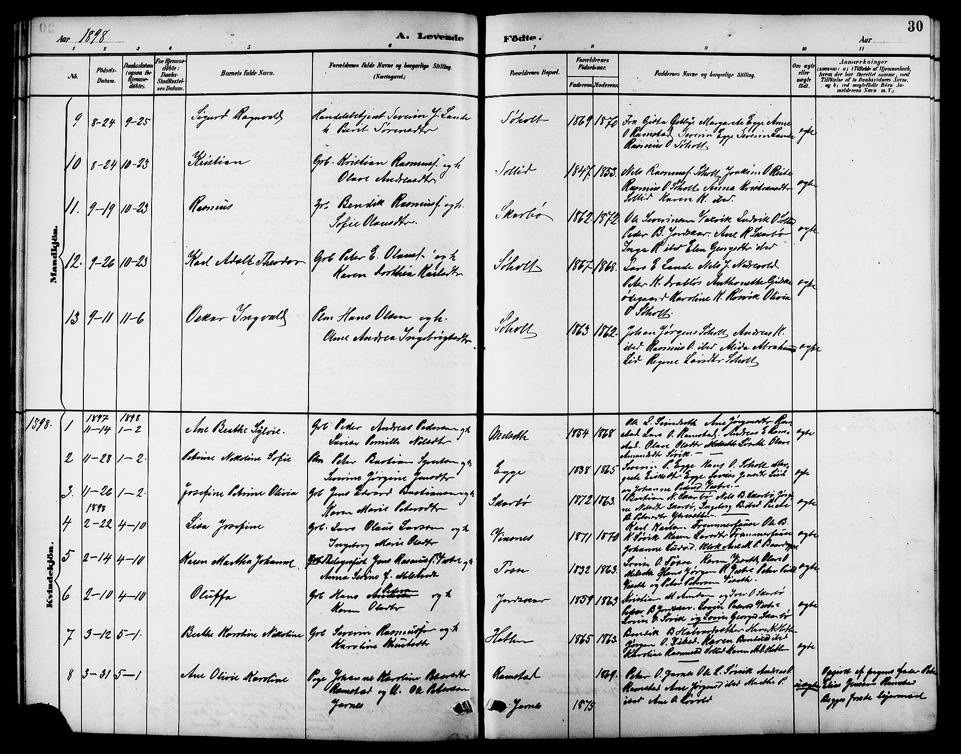 Ministerialprotokoller, klokkerbøker og fødselsregistre - Møre og Romsdal, AV/SAT-A-1454/522/L0327: Klokkerbok nr. 522C06, 1890-1915, s. 30