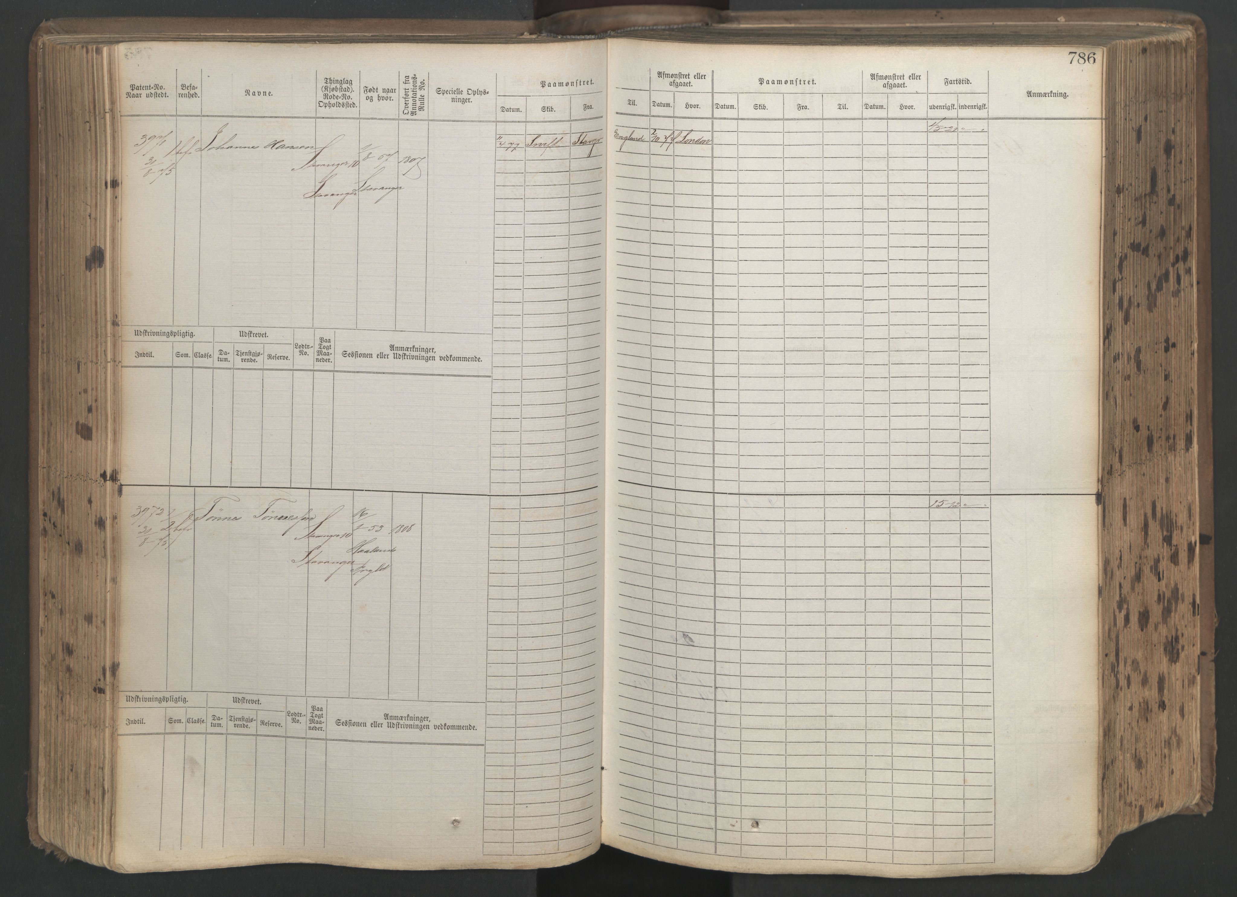 Stavanger sjømannskontor, AV/SAST-A-102006/F/Fb/Fbb/L0019: Sjøfartshovedrulle patnentnr. 3603-4803 (dublett), 1875, s. 189