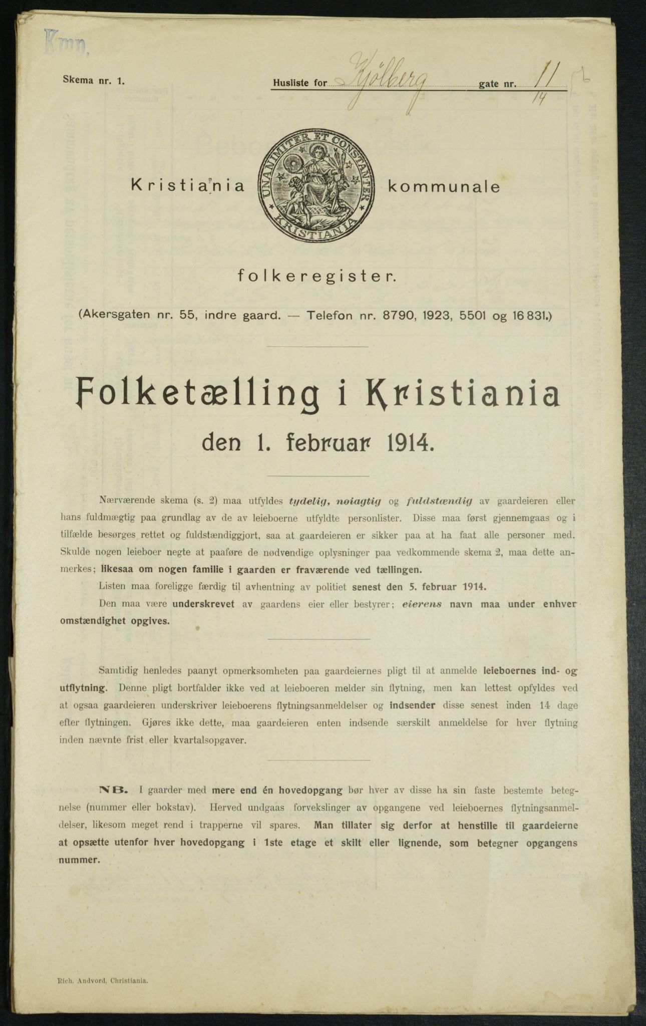 OBA, Kommunal folketelling 1.2.1914 for Kristiania, 1914, s. 51451