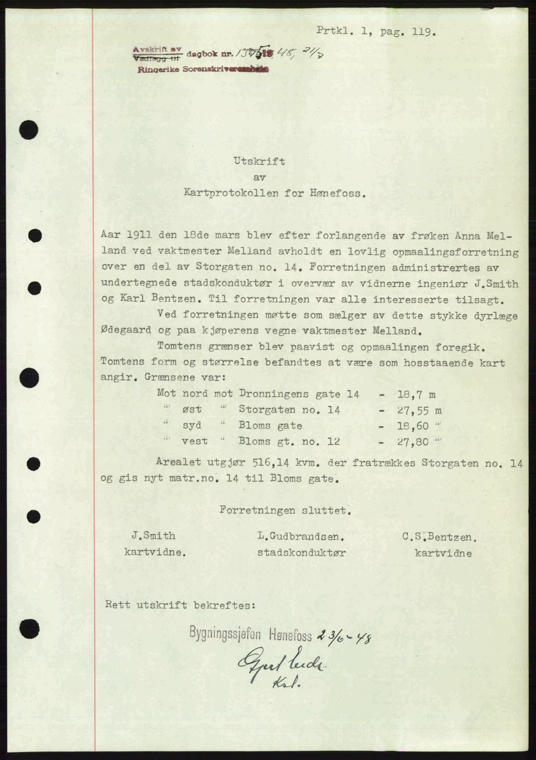 Ringerike sorenskriveri, SAKO/A-105/G/Ga/Gab/L0088: Pantebok nr. A-19, 1948-1948, Dagboknr: 1375/1948