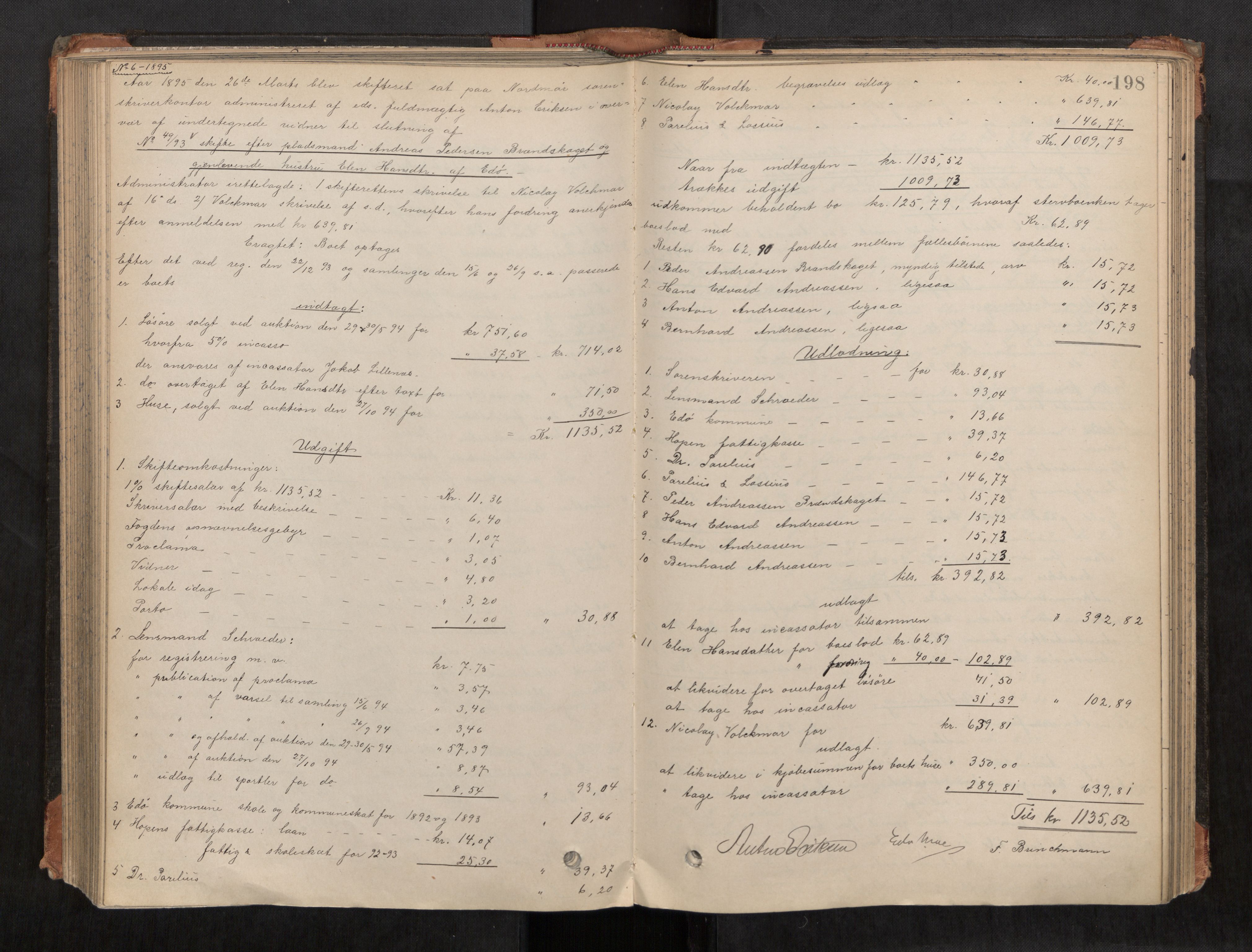 Nordmøre sorenskriveri, AV/SAT-A-4132/1/3/3A/L0041: Utlodningsprotokoll nr. 10, 1890-1897, s. 198