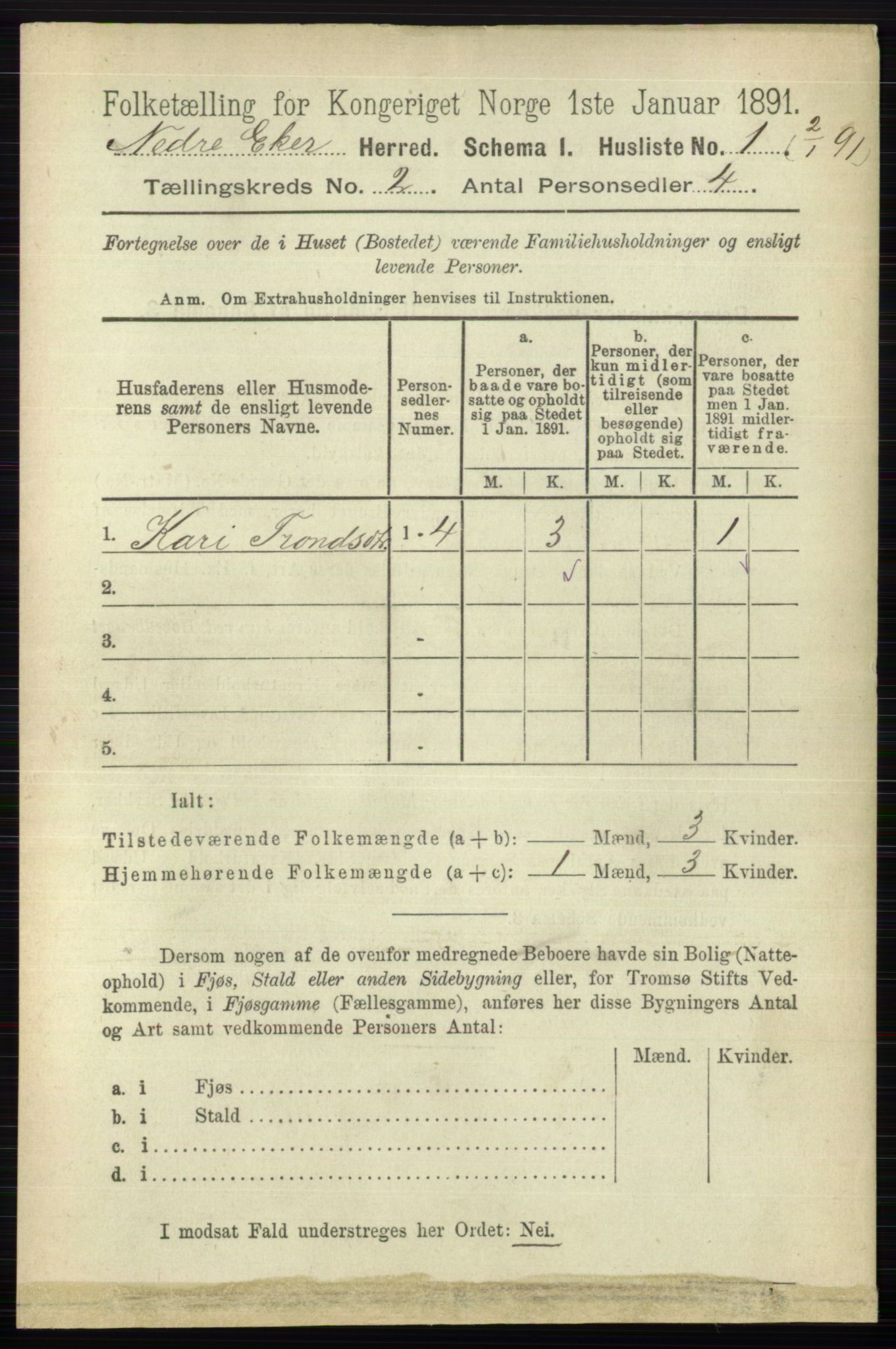 RA, Folketelling 1891 for 0625 Nedre Eiker herred, 1891, s. 447