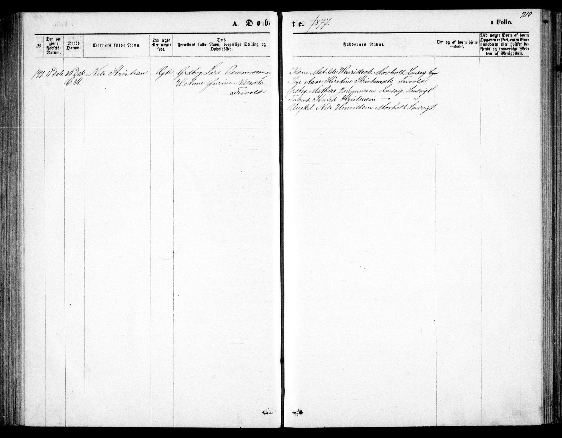 Fjære sokneprestkontor, SAK/1111-0011/F/Fb/L0010: Klokkerbok nr. B 10, 1871-1880, s. 210