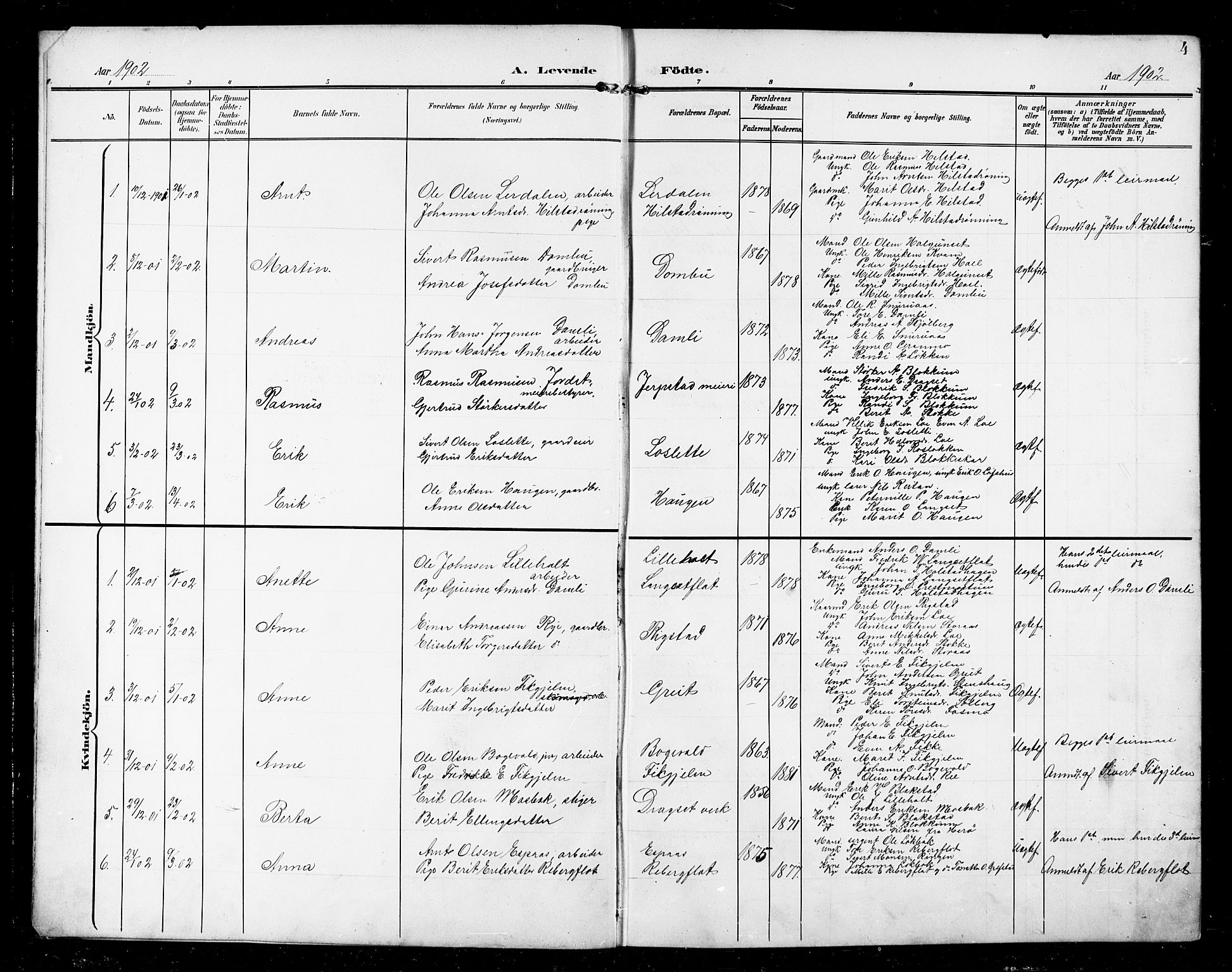 Ministerialprotokoller, klokkerbøker og fødselsregistre - Sør-Trøndelag, AV/SAT-A-1456/672/L0864: Klokkerbok nr. 672C03, 1902-1914, s. 4