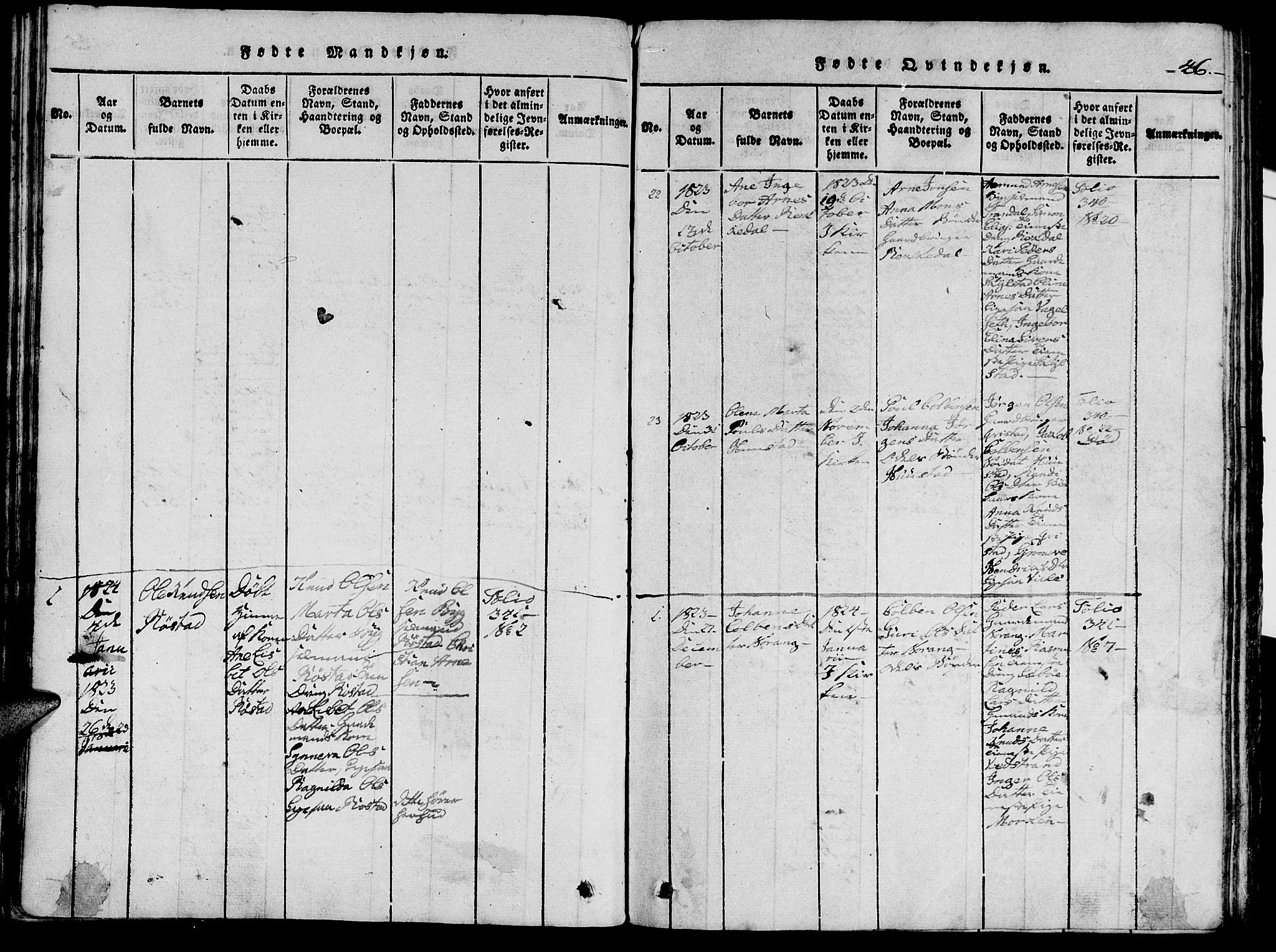 Ministerialprotokoller, klokkerbøker og fødselsregistre - Møre og Romsdal, SAT/A-1454/515/L0207: Ministerialbok nr. 515A03, 1819-1829, s. 46