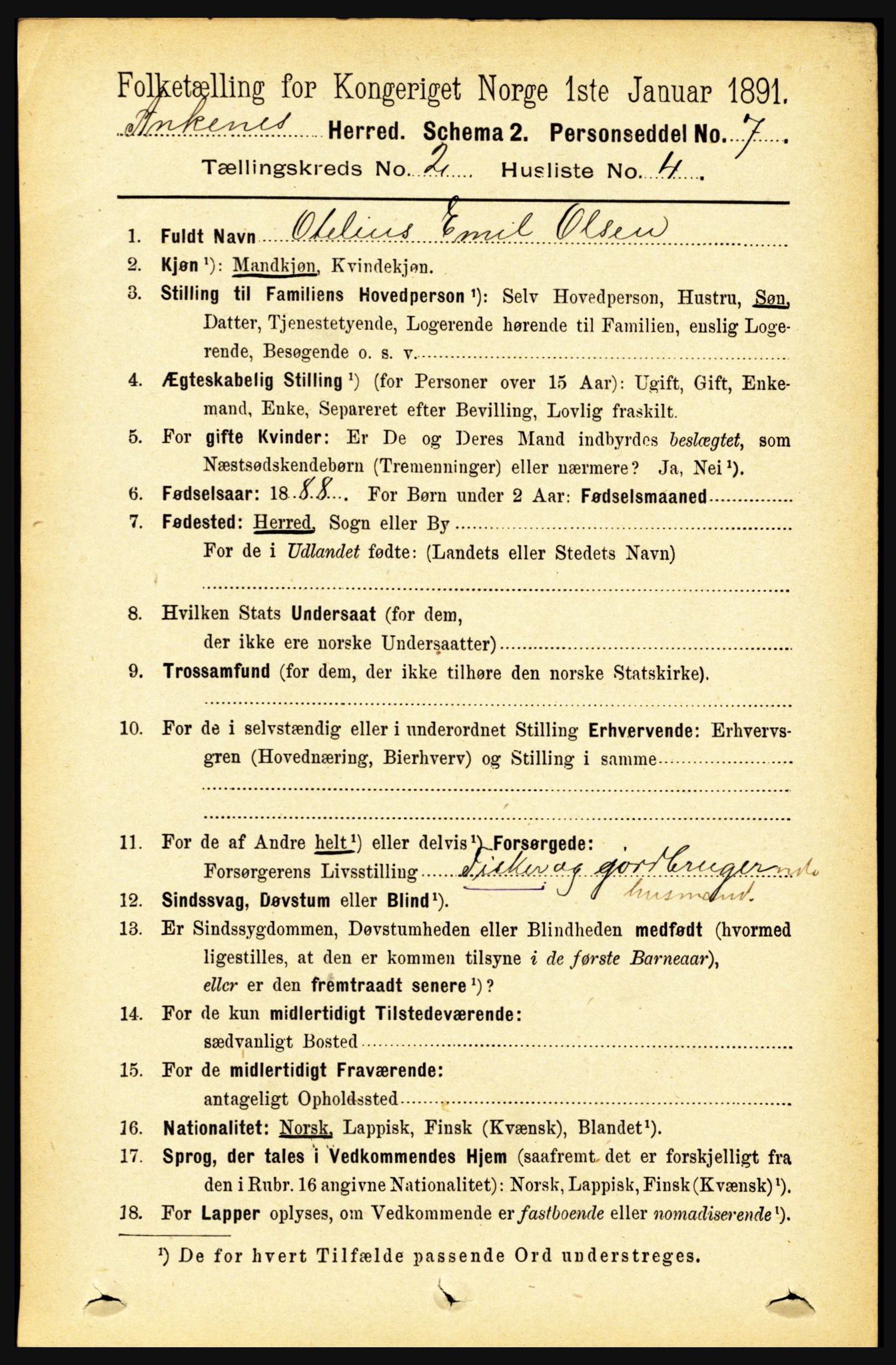 RA, Folketelling 1891 for 1855 Ankenes herred, 1891, s. 875