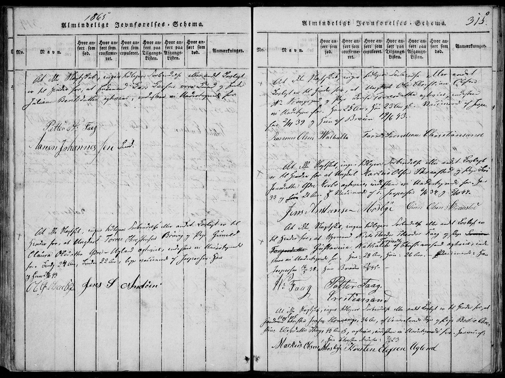 Oddernes sokneprestkontor, AV/SAK-1111-0033/F/Fa/Faa/L0005: Ministerialbok nr. A 5, 1820-1838, s. 315