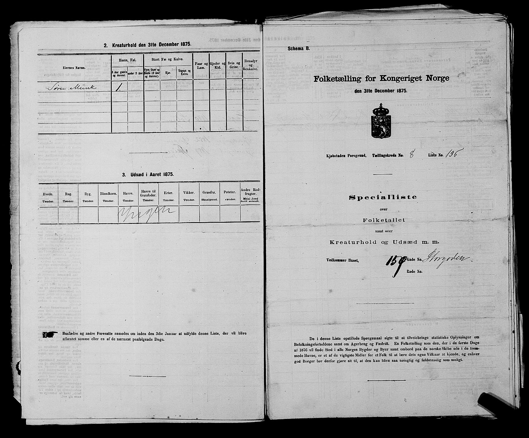 SAKO, Folketelling 1875 for 0805P Porsgrunn prestegjeld, 1875, s. 326