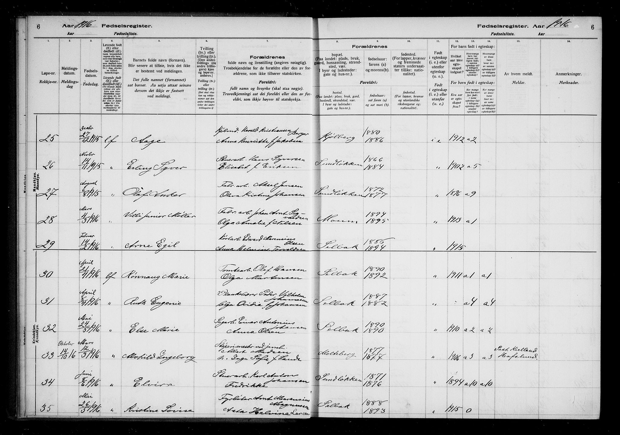 Borge prestekontor Kirkebøker, AV/SAO-A-10903/J/Ja/L0001: Fødselsregister nr. I 1, 1916-1925, s. 6