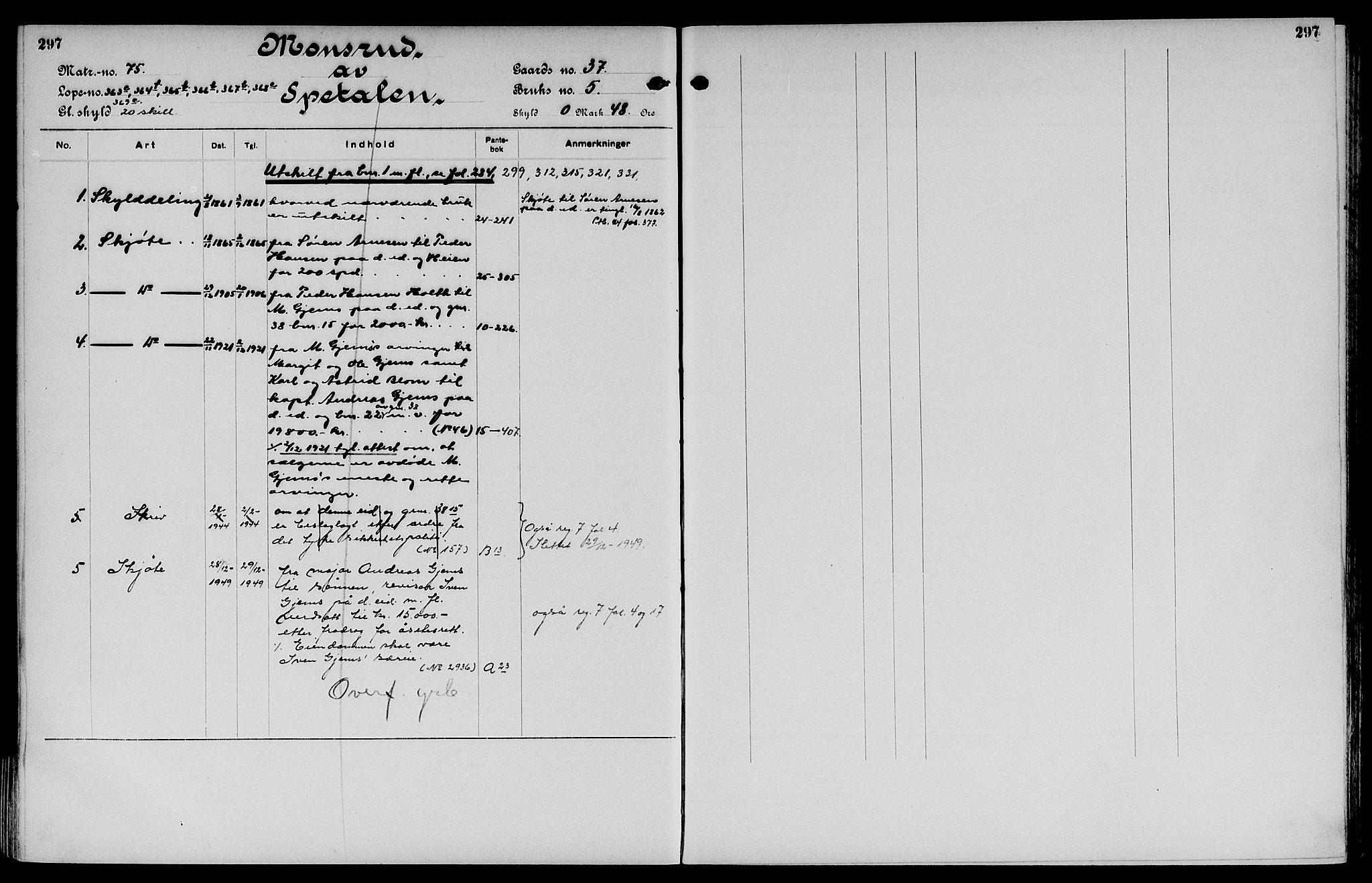 Vinger og Odal sorenskriveri, SAH/TING-022/H/Ha/Hac/Hacc/L0006: Panteregister nr. 3.6, 1923, s. 297