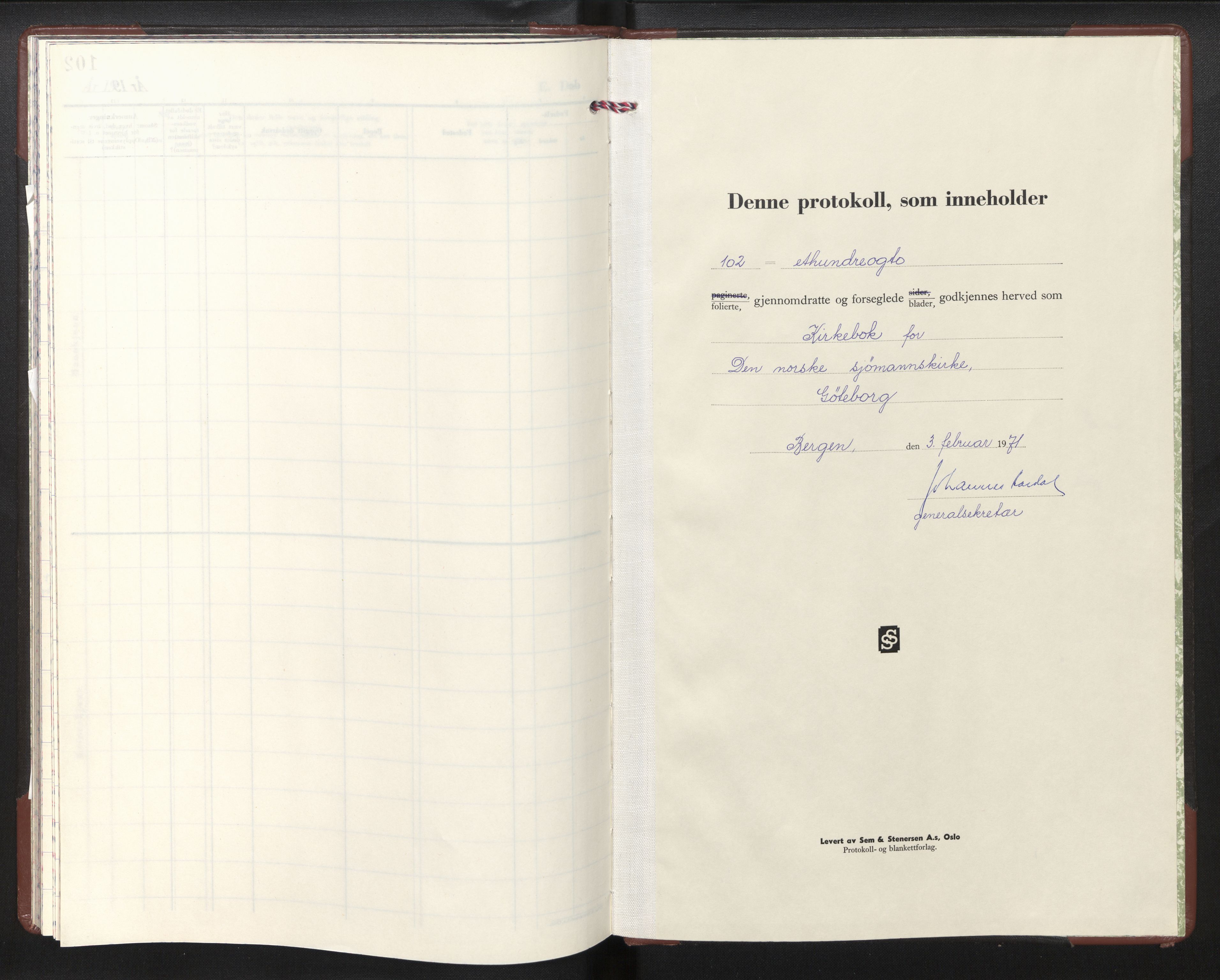 Den norske sjømannsmisjon i utlandet/Gøteborg, SAB/SAB/PA-0109/H/Ha/L0004: Ministerialbok nr. A 4, 1971-1979