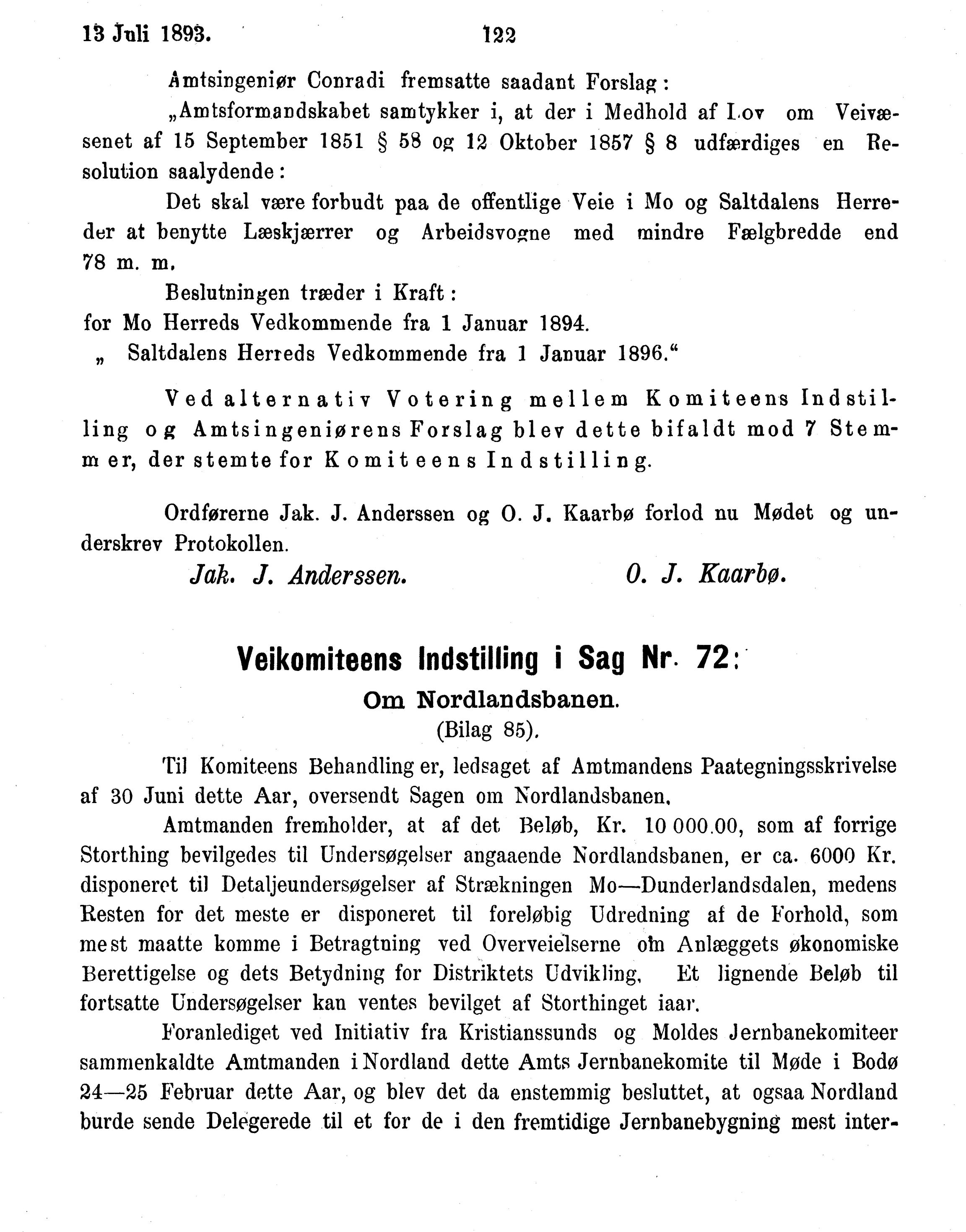 Nordland Fylkeskommune. Fylkestinget, AIN/NFK-17/176/A/Ac/L0016: Fylkestingsforhandlinger 1891-1893, 1891-1893