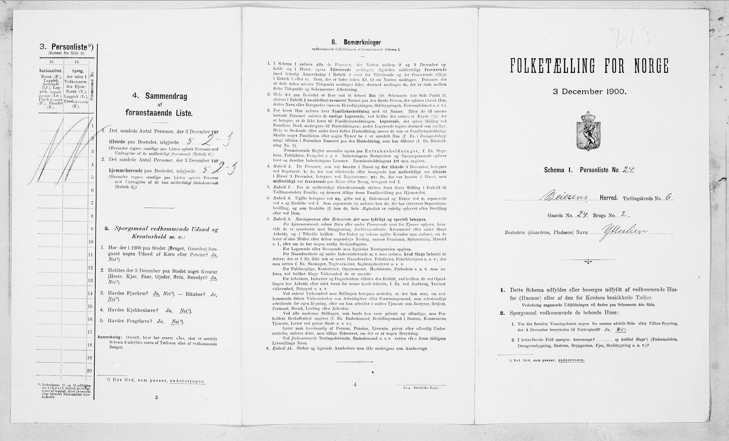 SAT, Folketelling 1900 for 1839 Beiarn herred, 1900, s. 483