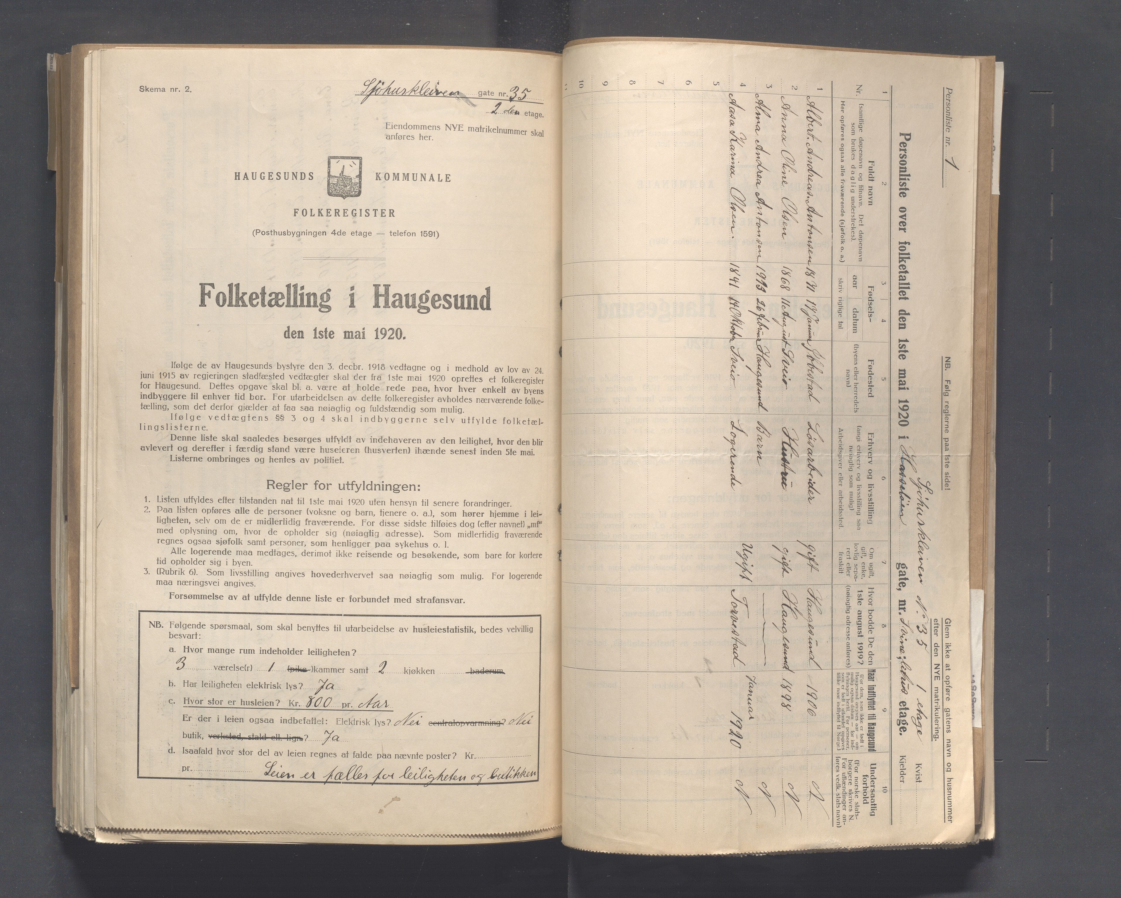 IKAR, Kommunal folketelling 1.5.1920 for Haugesund, 1920, s. 6294