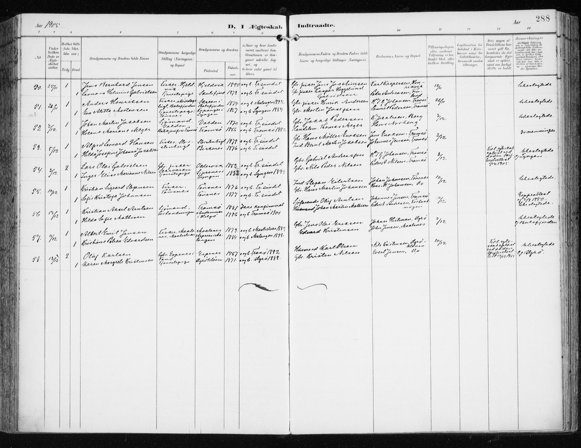 Tromsøysund sokneprestkontor, AV/SATØ-S-1304/G/Ga/L0006kirke: Ministerialbok nr. 6, 1897-1906, s. 288