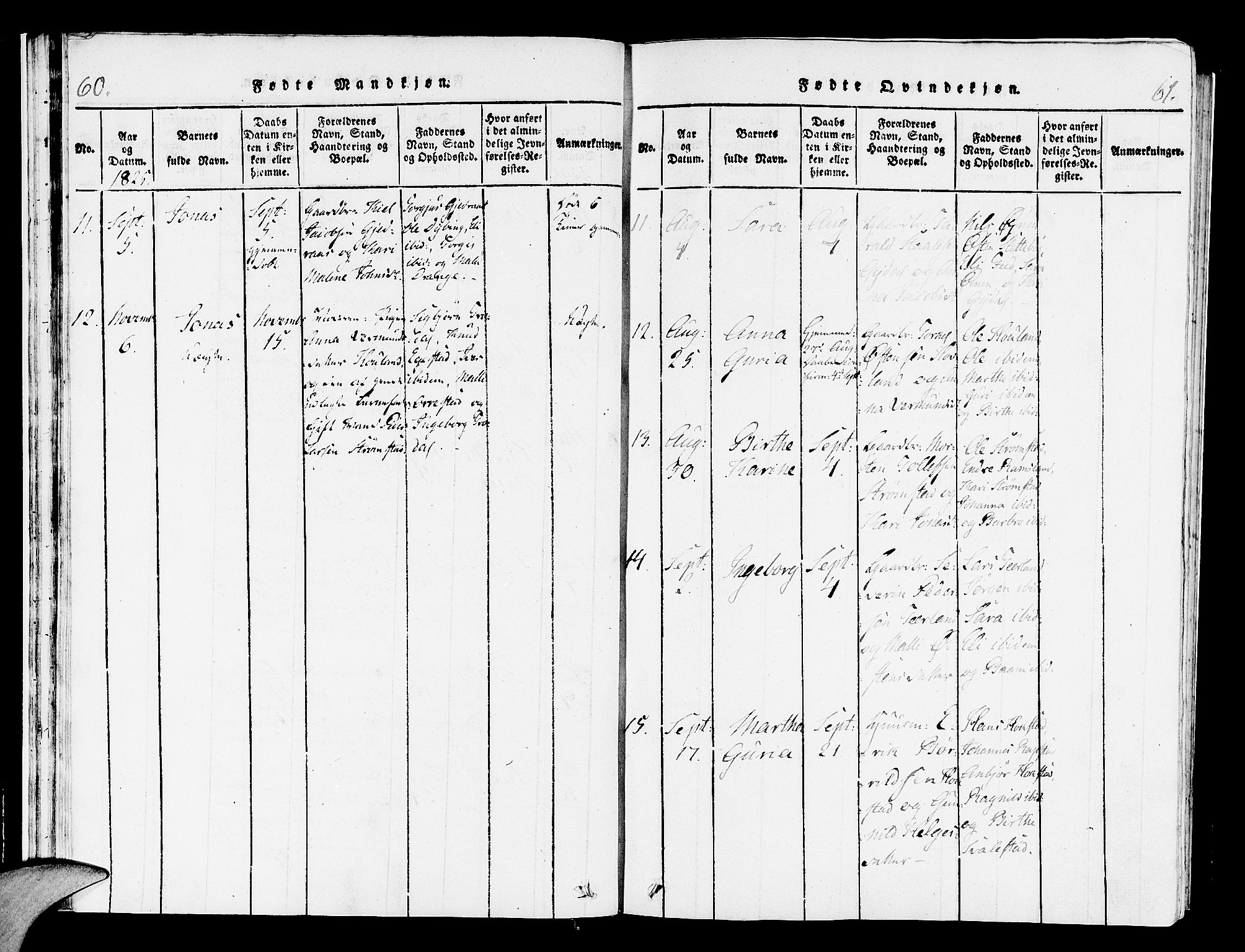 Helleland sokneprestkontor, SAST/A-101810: Ministerialbok nr. A 4, 1815-1834, s. 60-61