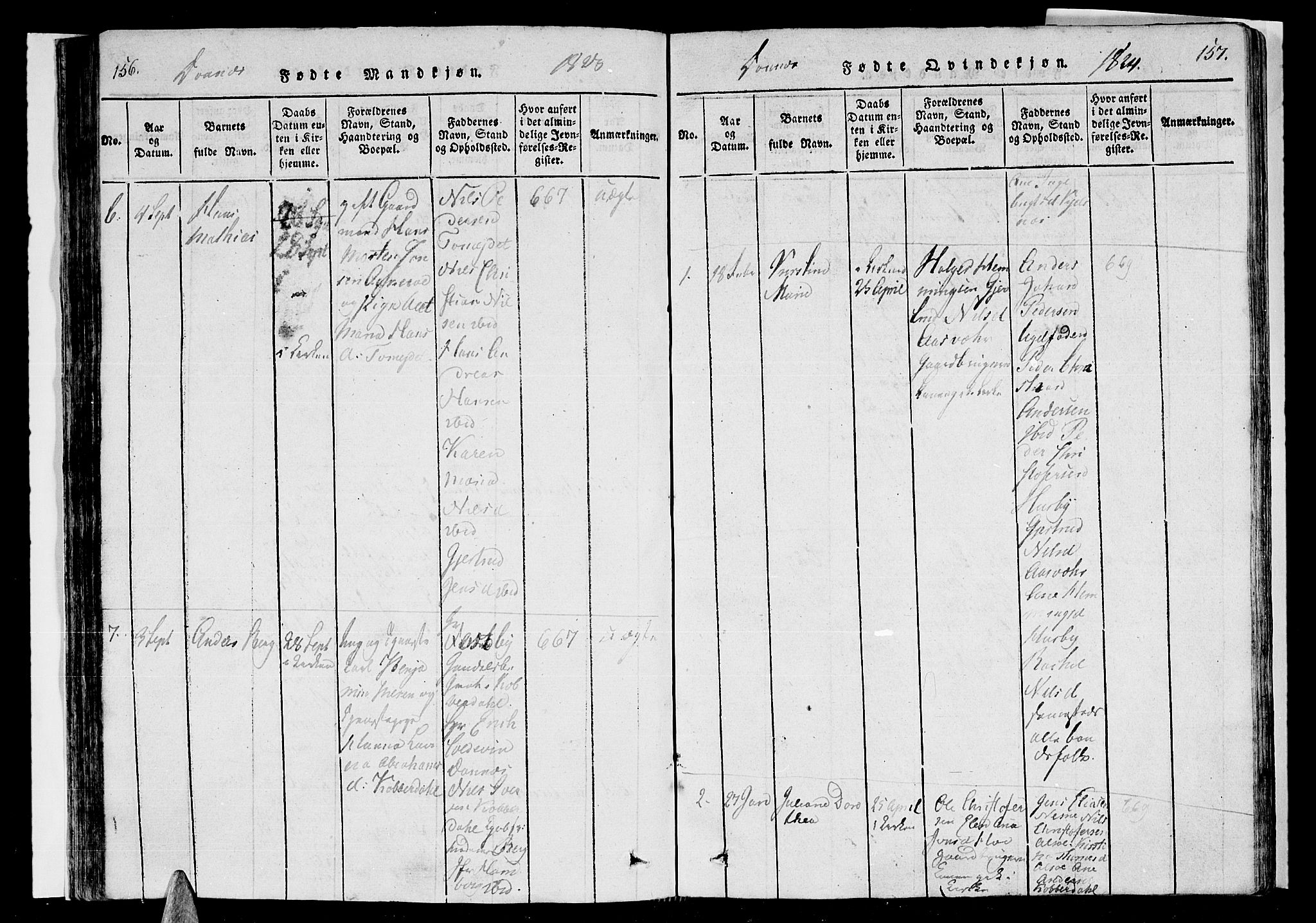 Ministerialprotokoller, klokkerbøker og fødselsregistre - Nordland, AV/SAT-A-1459/838/L0547: Ministerialbok nr. 838A05 /2, 1820-1828, s. 156-157