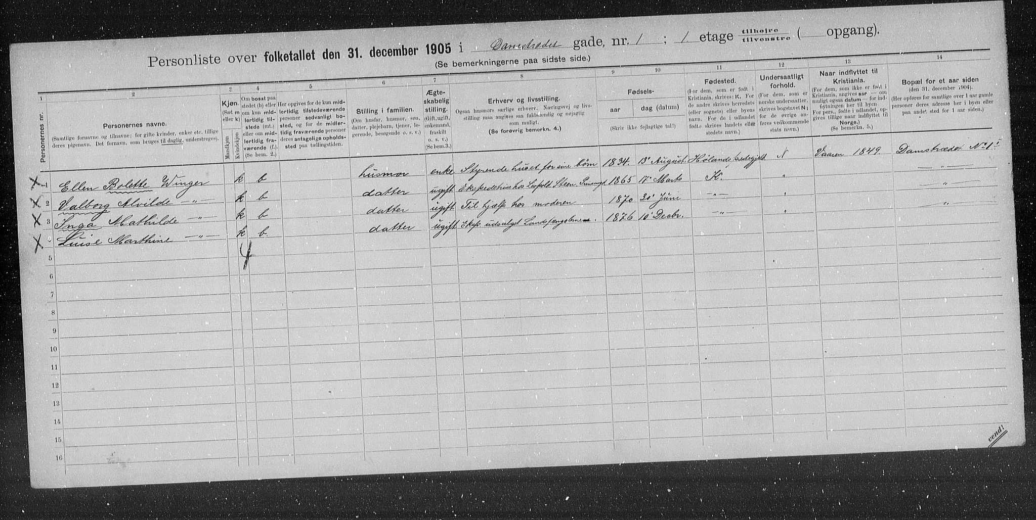 OBA, Kommunal folketelling 31.12.1905 for Kristiania kjøpstad, 1905, s. 7462
