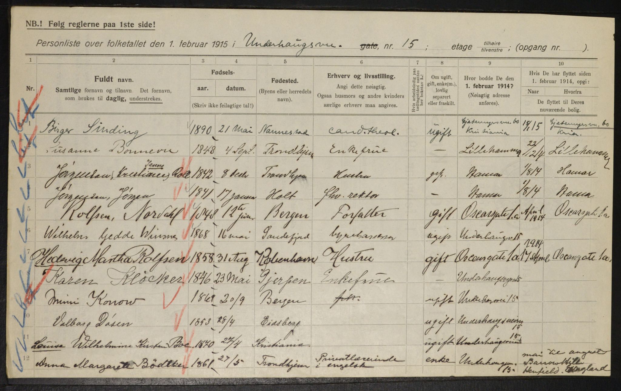 OBA, Kommunal folketelling 1.2.1915 for Kristiania, 1915, s. 120597
