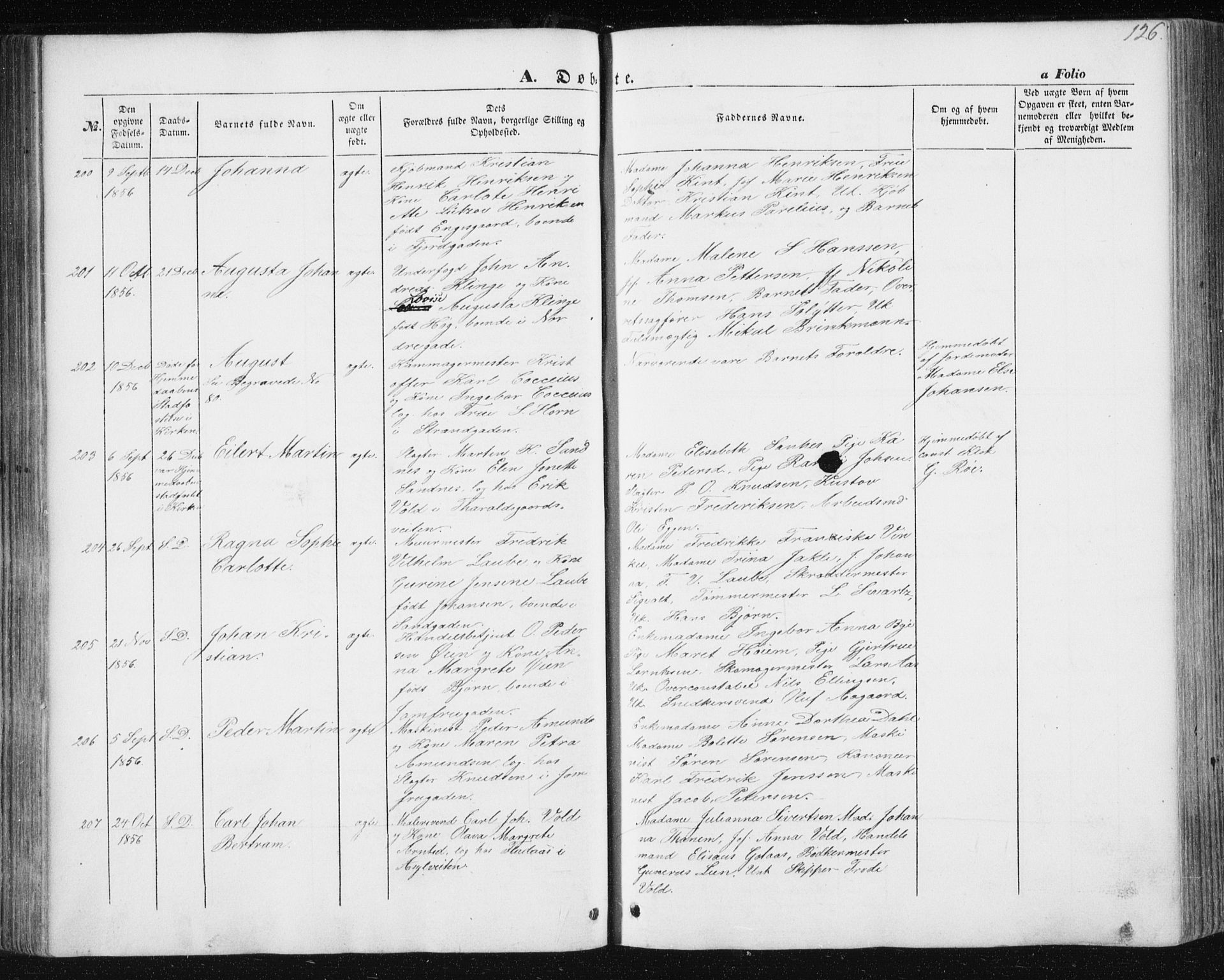Ministerialprotokoller, klokkerbøker og fødselsregistre - Sør-Trøndelag, SAT/A-1456/602/L0112: Ministerialbok nr. 602A10, 1848-1859, s. 126