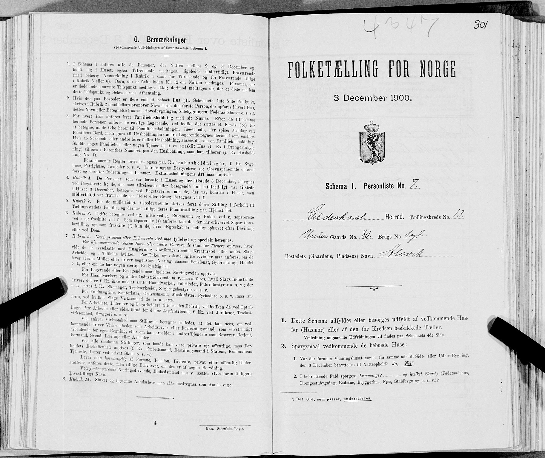 SAT, Folketelling 1900 for 1838 Gildeskål herred, 1900, s. 1284