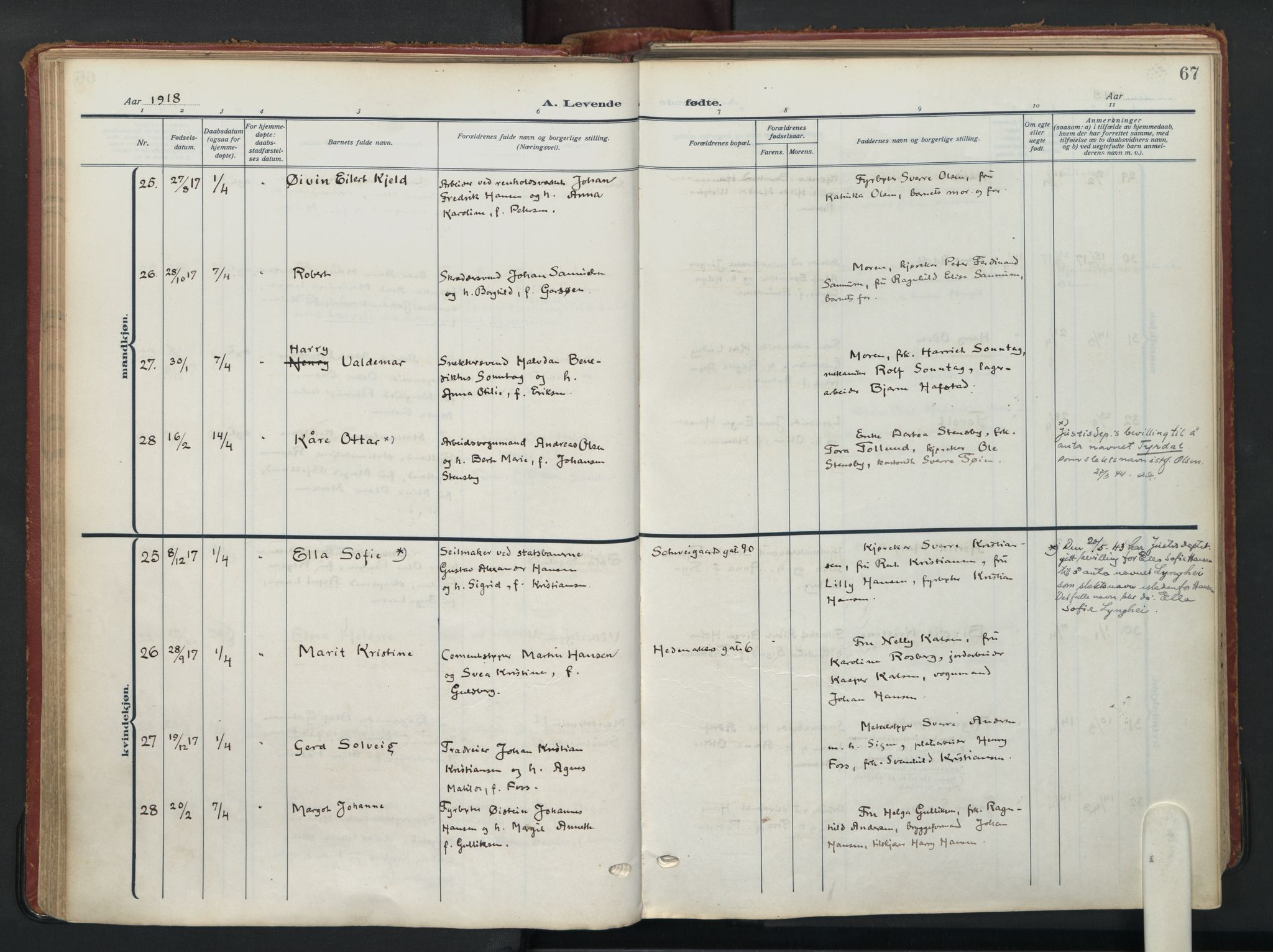 Vålerengen prestekontor Kirkebøker, AV/SAO-A-10878/F/Fa/L0004: Ministerialbok nr. 4, 1915-1929, s. 67