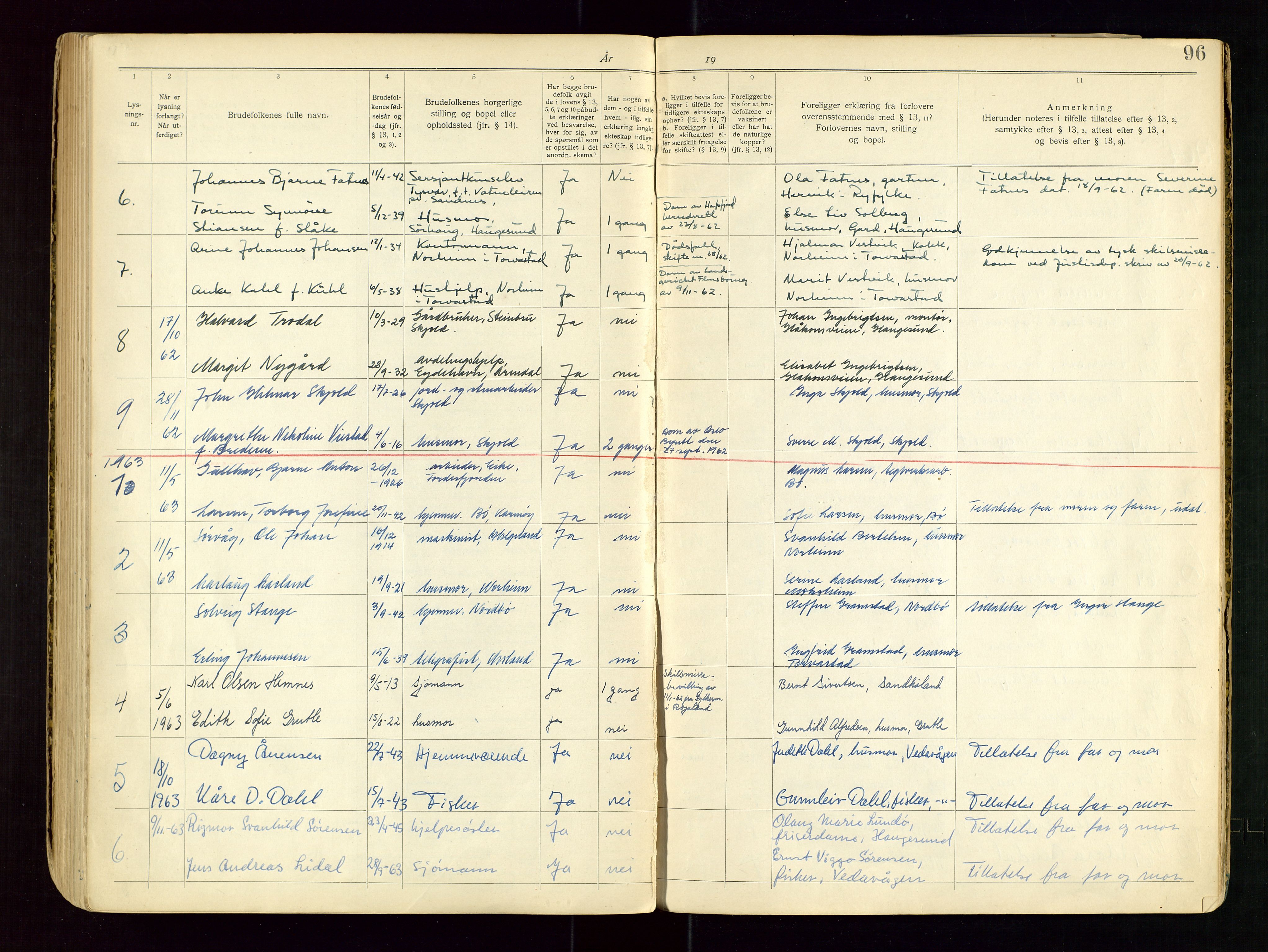 Karmsund sorenskriveri, AV/SAST-A-100311/01/III/IIICB/L0001: LYSINGSBOK, 1919-1967, s. 96
