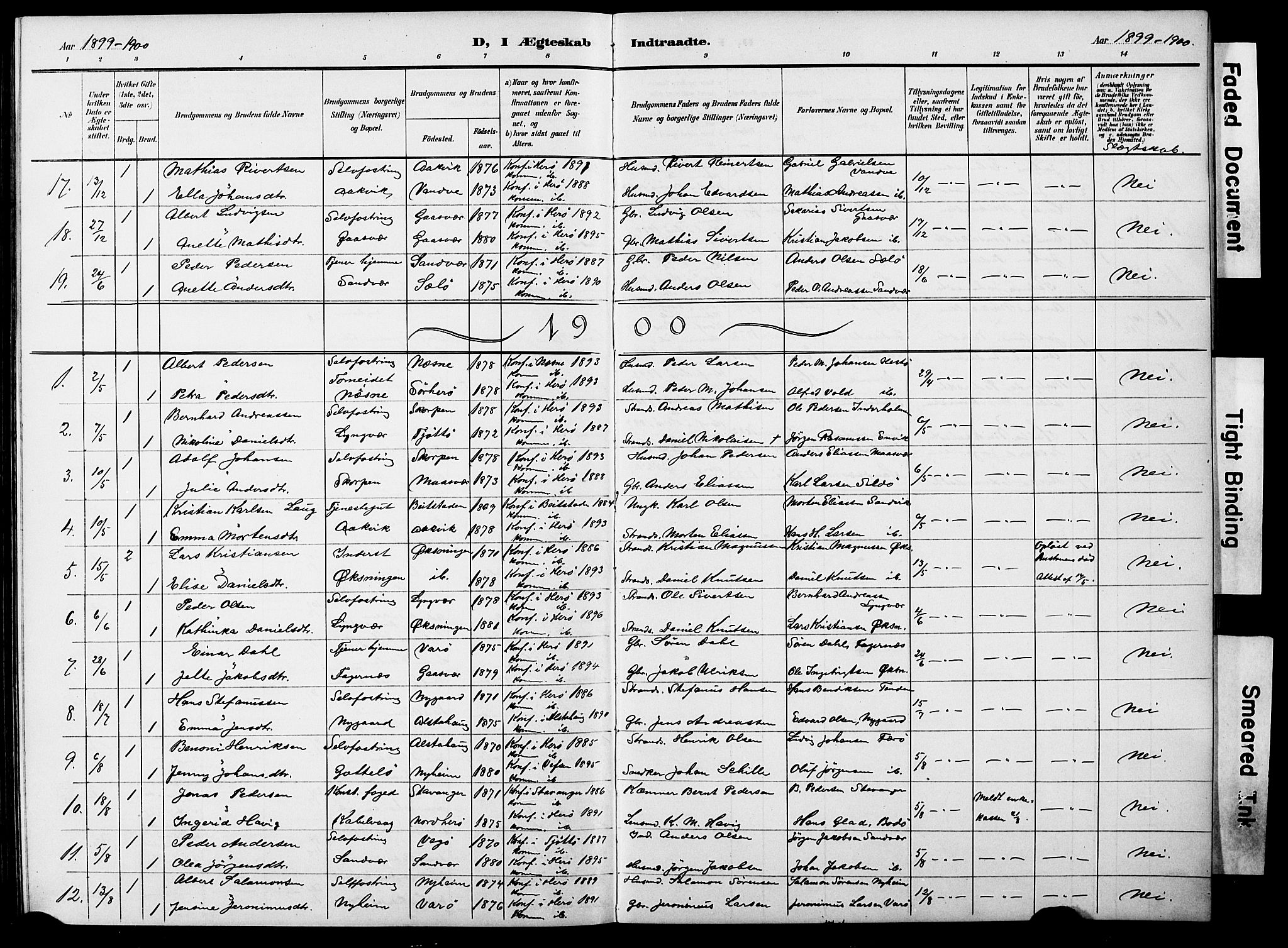 Ministerialprotokoller, klokkerbøker og fødselsregistre - Nordland, SAT/A-1459/834/L0514: Klokkerbok nr. 834C05, 1893-1901