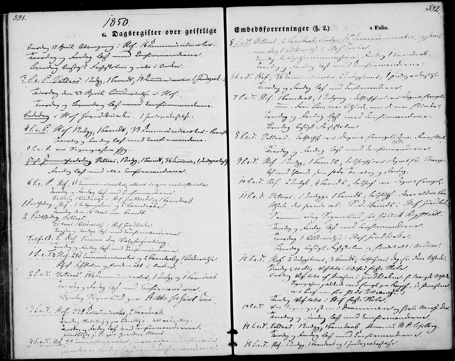 Hof kirkebøker, AV/SAKO-A-64/F/Fa/L0005: Ministerialbok nr. I 5, 1844-1851, s. 591-592