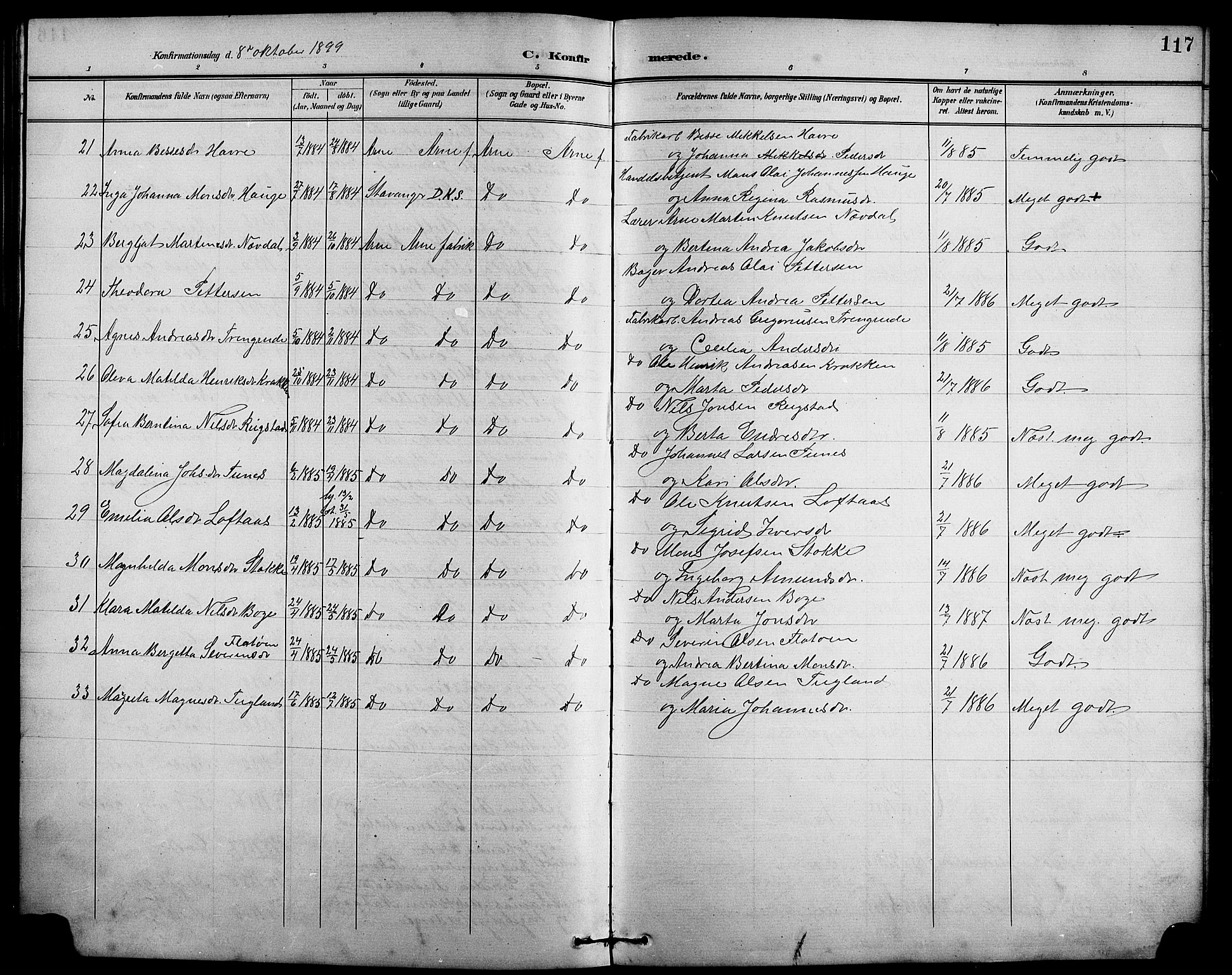 Arna sokneprestembete, AV/SAB-A-74001/H/Ha/Hab: Klokkerbok nr. A 4, 1898-1910, s. 117