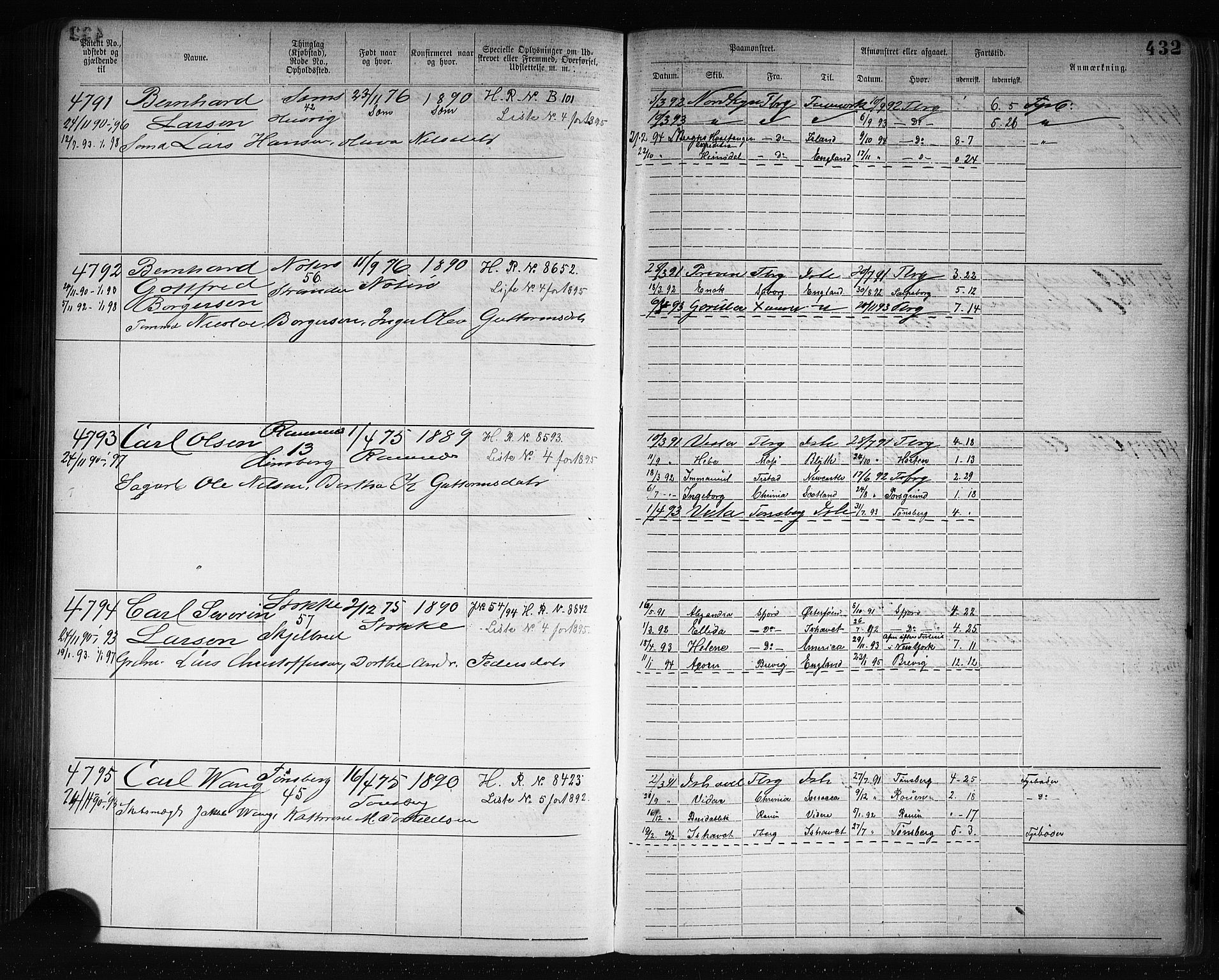 Tønsberg innrulleringskontor, AV/SAKO-A-786/F/Fb/L0007: Annotasjonsrulle Patent nr. 2636-5150, 1881-1892, s. 433