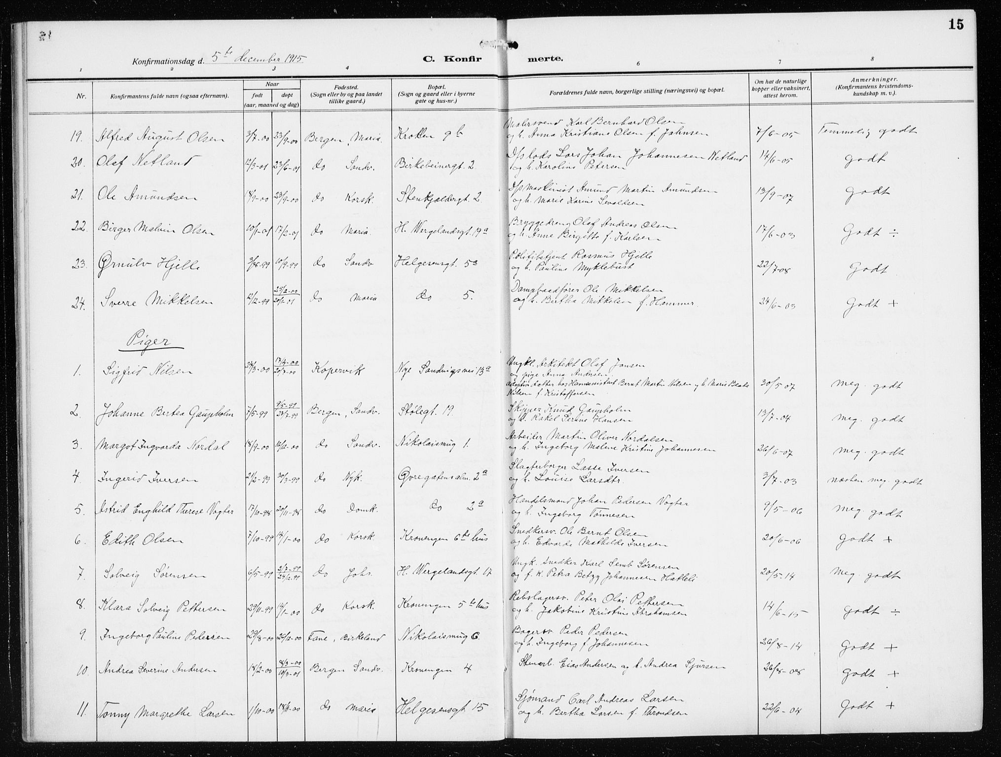 Mariakirken Sokneprestembete, AV/SAB-A-76901/H/Haa/L0015: Ministerialbok nr. C 3, 1913-1927, s. 15