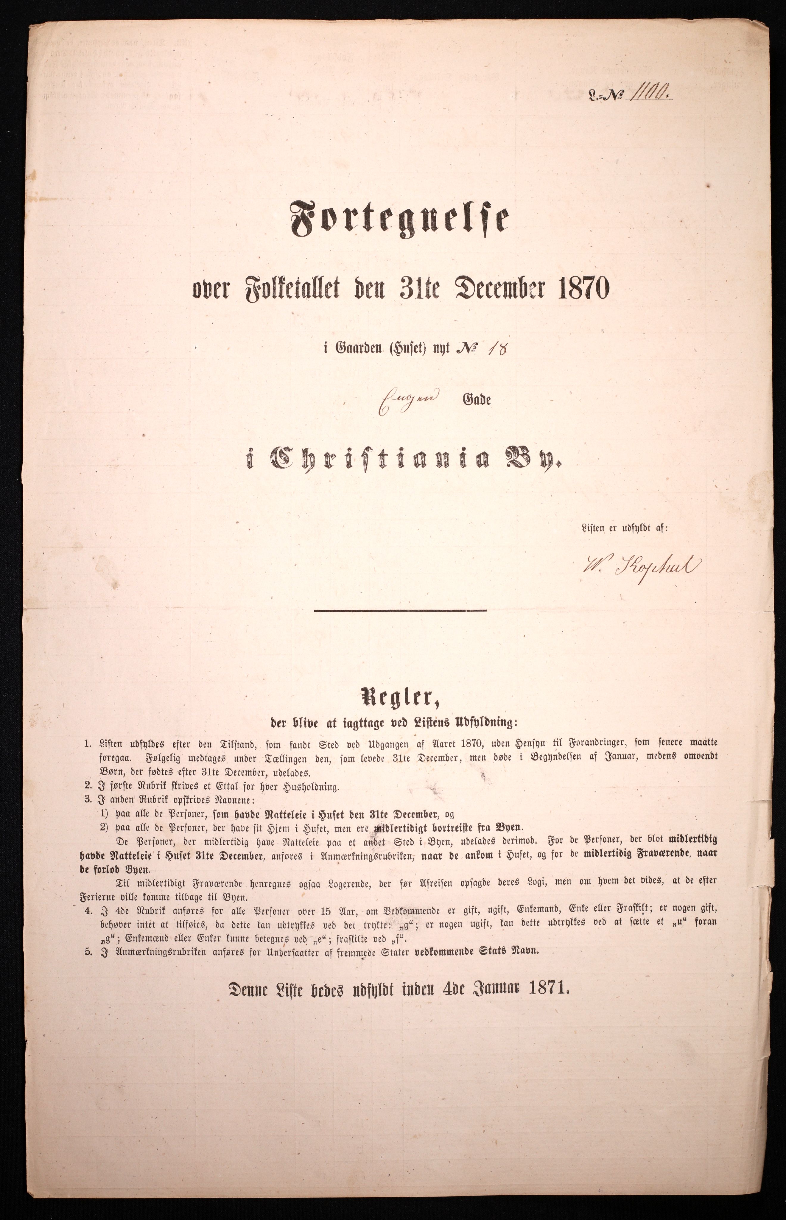 RA, Folketelling 1870 for 0301 Kristiania kjøpstad, 1870, s. 897