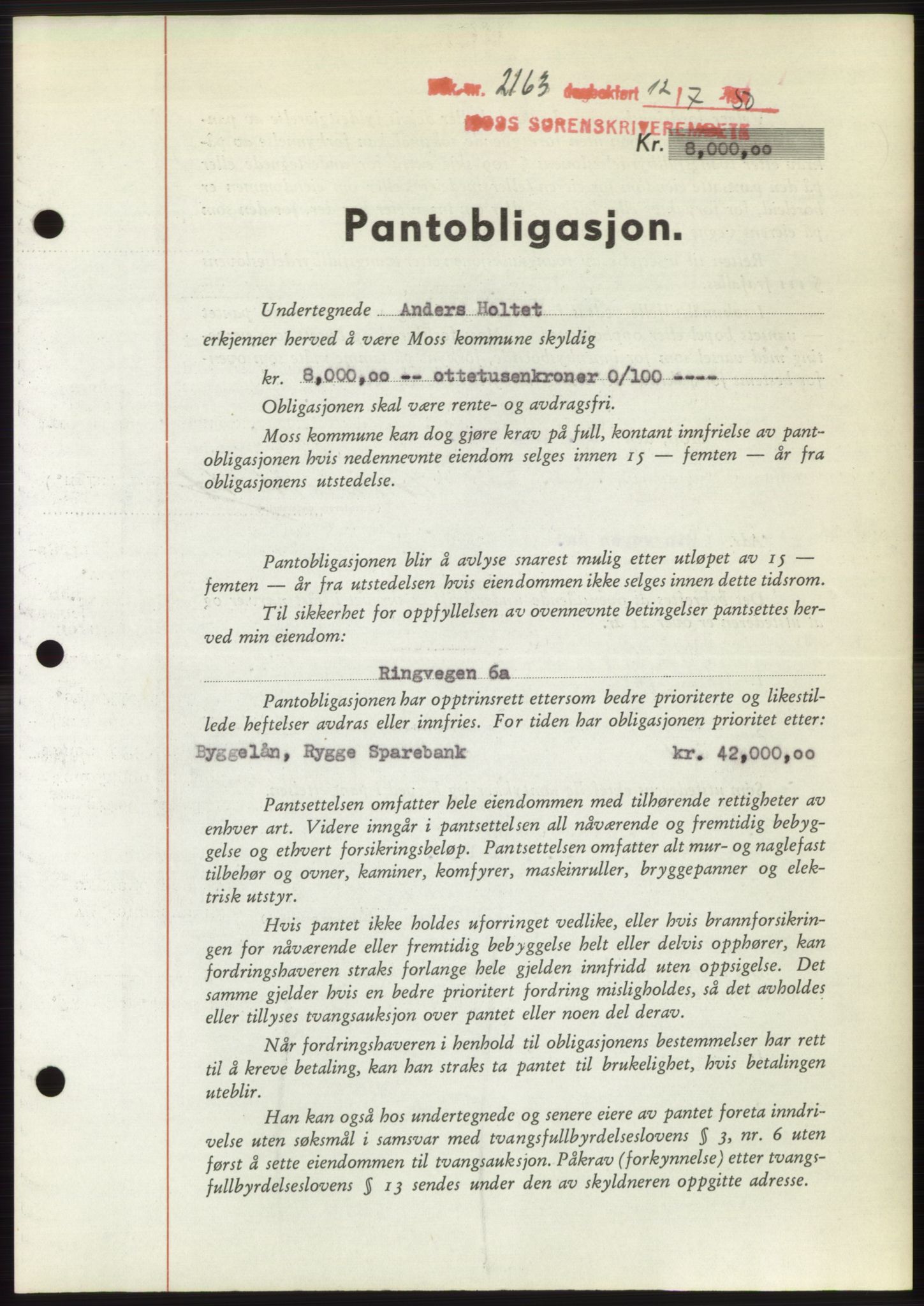 Moss sorenskriveri, AV/SAO-A-10168: Pantebok nr. B24, 1950-1950, Dagboknr: 2163/1950