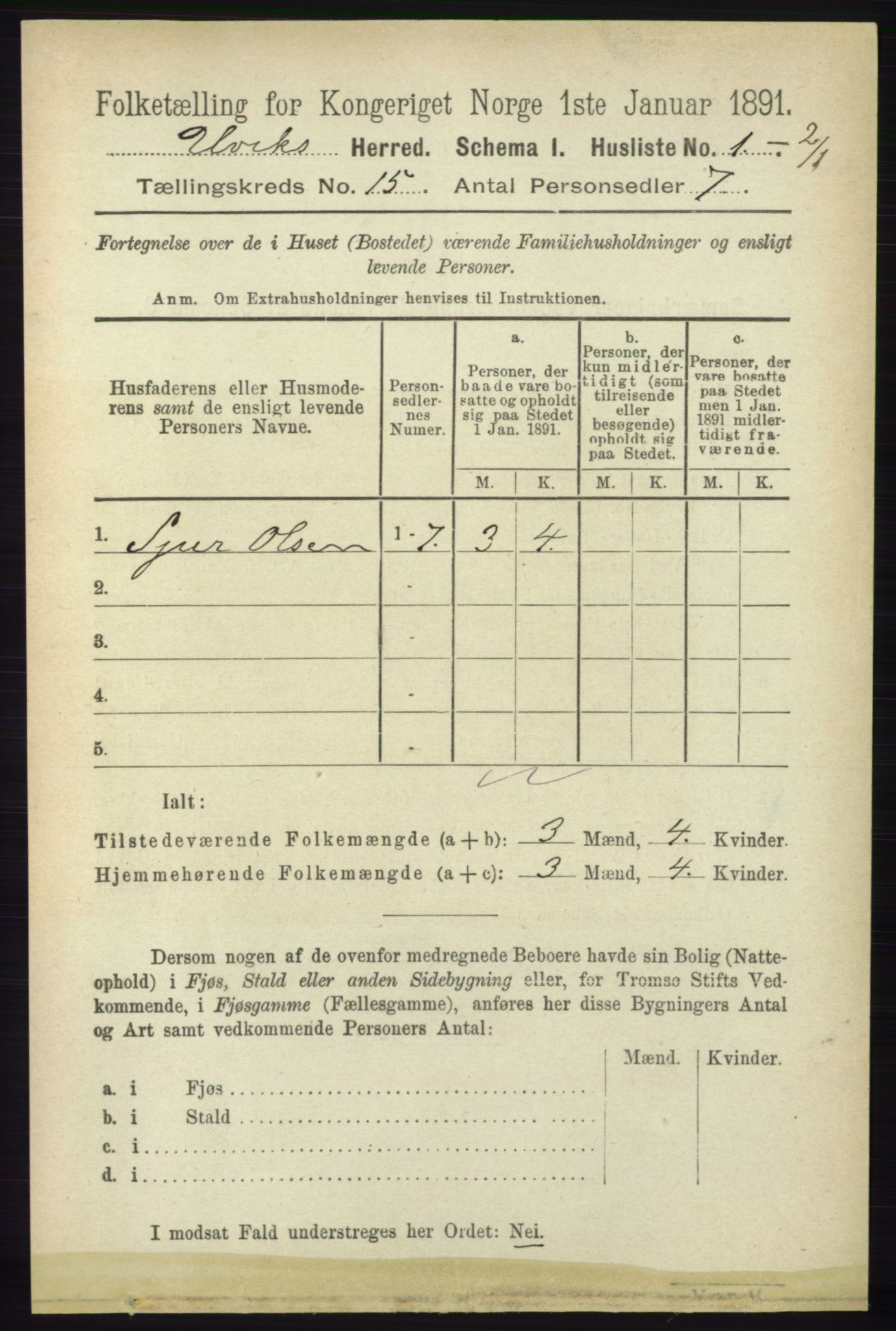 RA, Folketelling 1891 for 1233 Ulvik herred, 1891, s. 4580