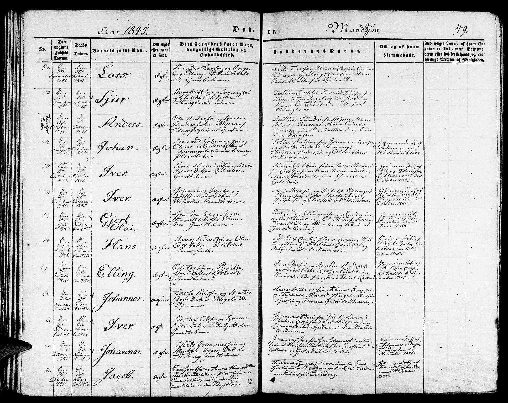 Gulen sokneprestembete, AV/SAB-A-80201/H/Haa/Haaa/L0020: Ministerialbok nr. A 20, 1837-1847, s. 49